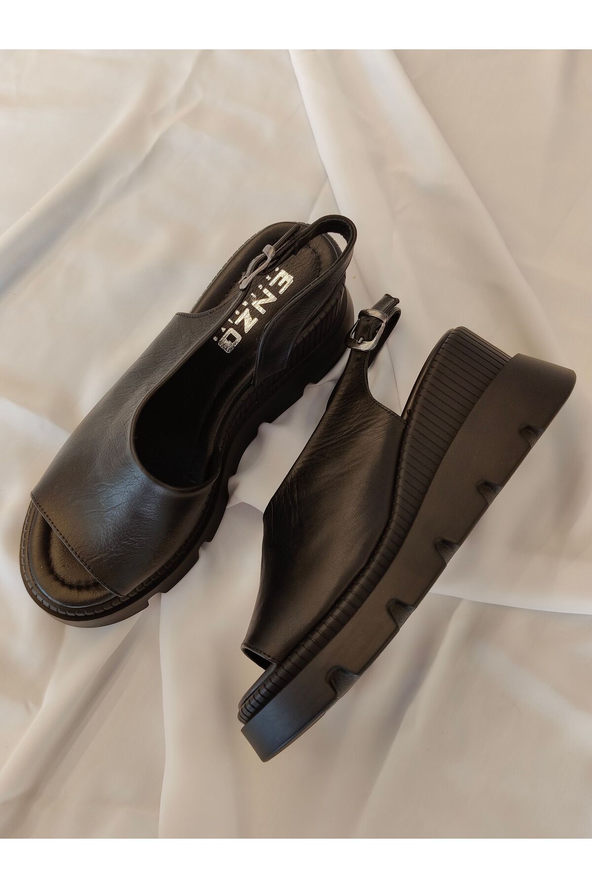 صندل زنانه مشکی ENZO | ayakkabı1 اورجینال - تصویر 4
