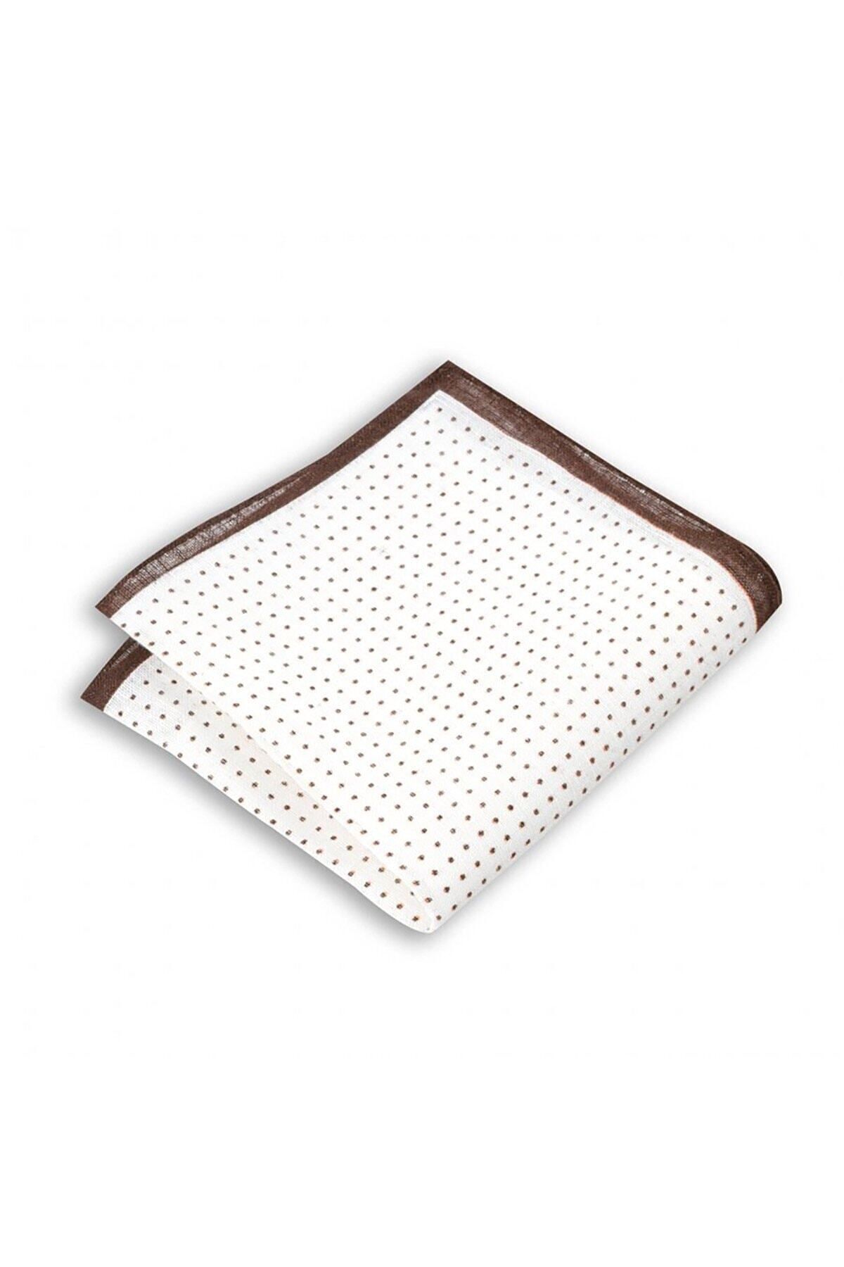  پوشت جیبی کتان طرح‌دار قهوه‌ای خال‌خالی، ابعاد ۳۳x۳۳ سانتی‌متر