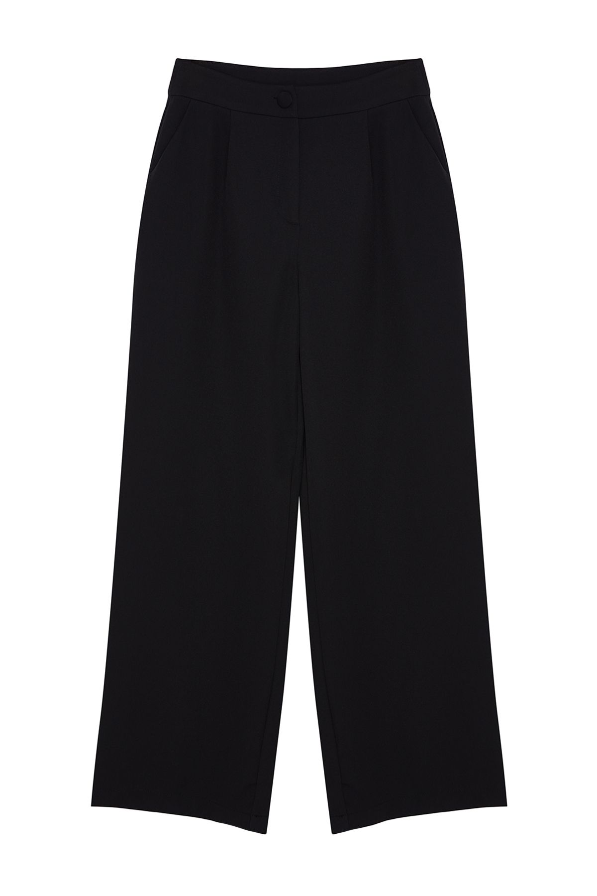 Trendyol Collection-Schwarze Stoffhose mit weitem Bein und Falten – TWOSS21PL0189 5
