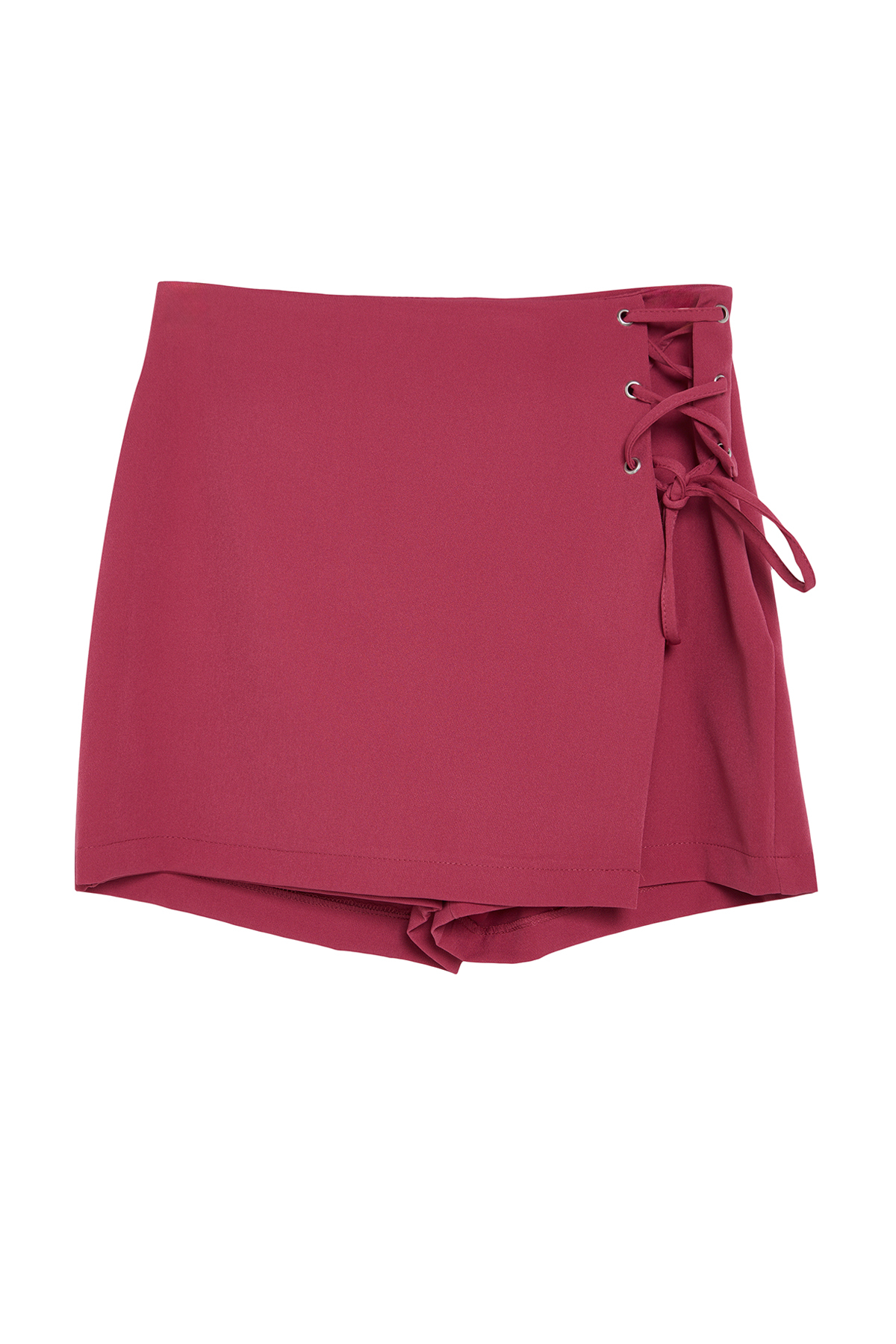 Trendyolmilla  Mor Bağlama ve Kuşgözü Detaylı Dokuma Şort Etek TWOAW21SR0038 - Görsel 12