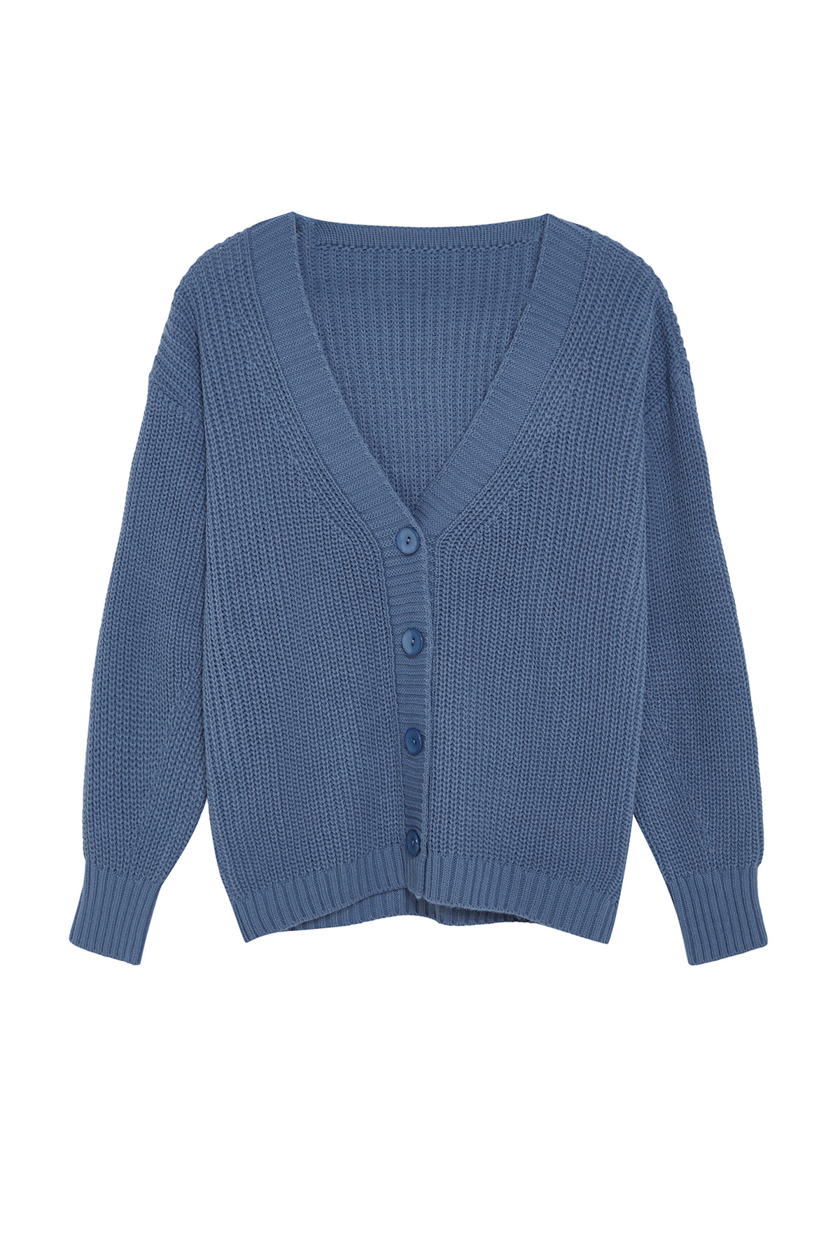 Trendyolmilla  Indigo Couple Basic V Yaka Triko Hırka TWOAW24HI00383 - Görsel 7