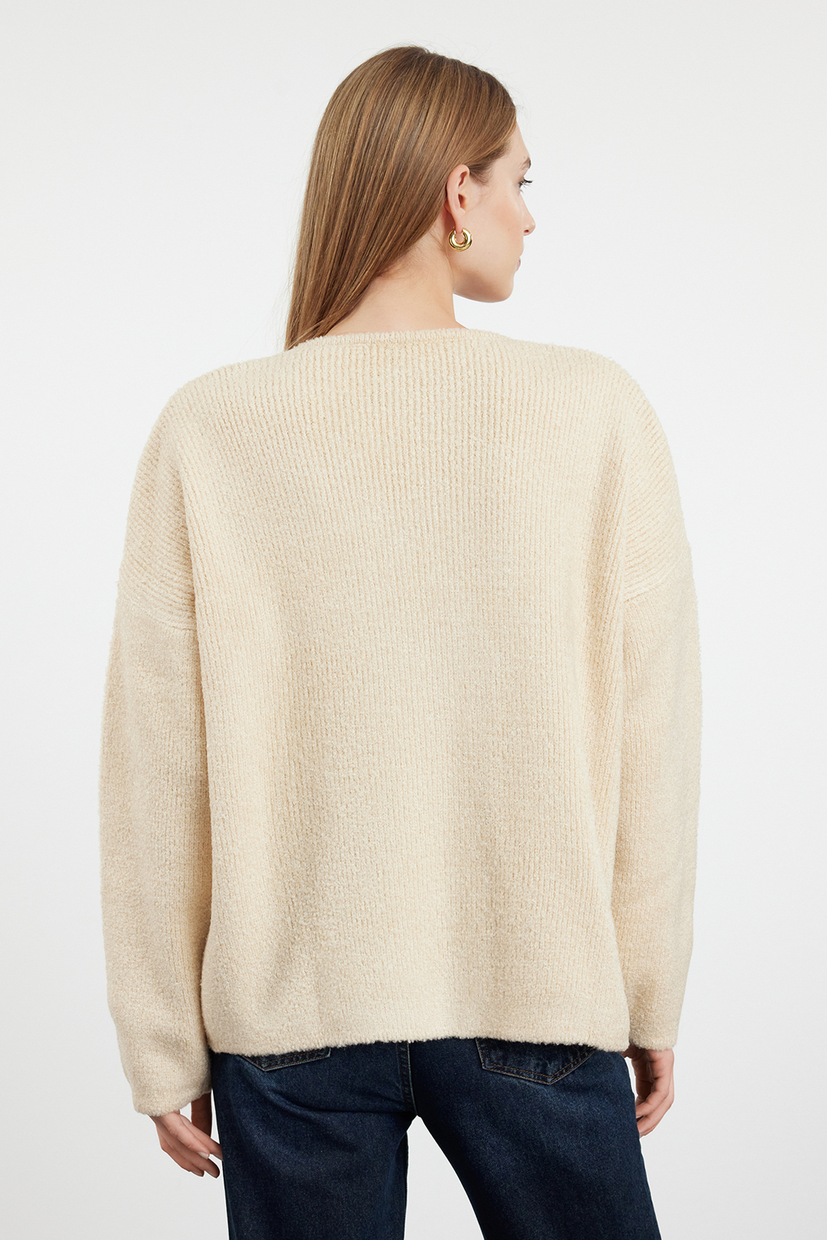 Trendyolmilla  Taş Yumuşak Dokulu Kruvaze Triko Hırka TWOAW25HI00163 - Görsel 5