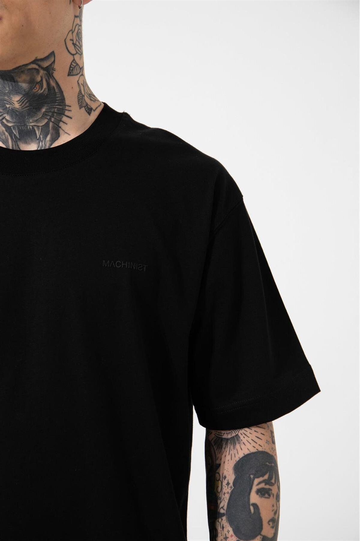 تی شرت مشکی مردانه سیاه پایه آرام پنبه T shirt Machinist