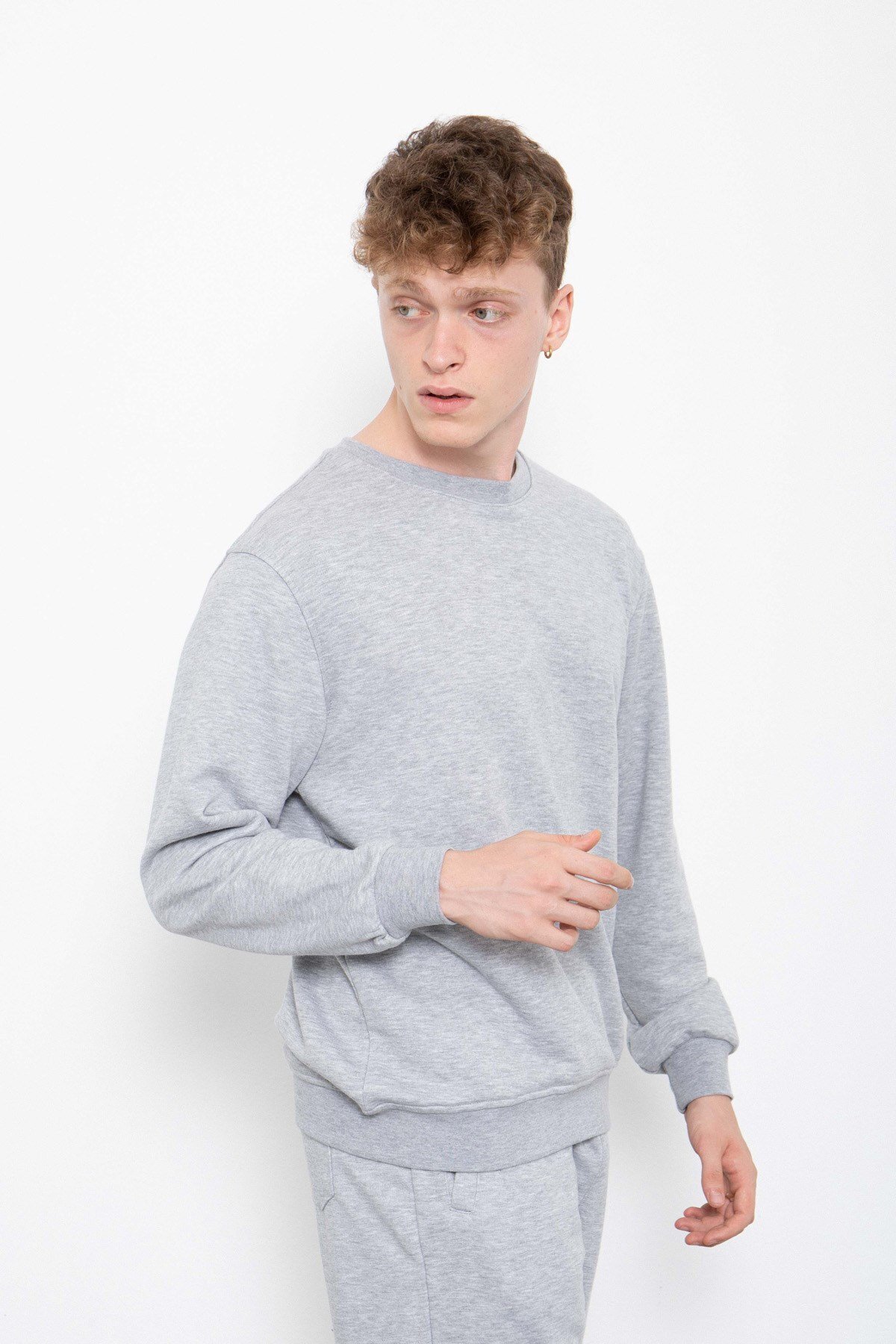 ماشینیست سویشرت معمولی معمولی بدون بالا رفتن، خاکستری ملانژ