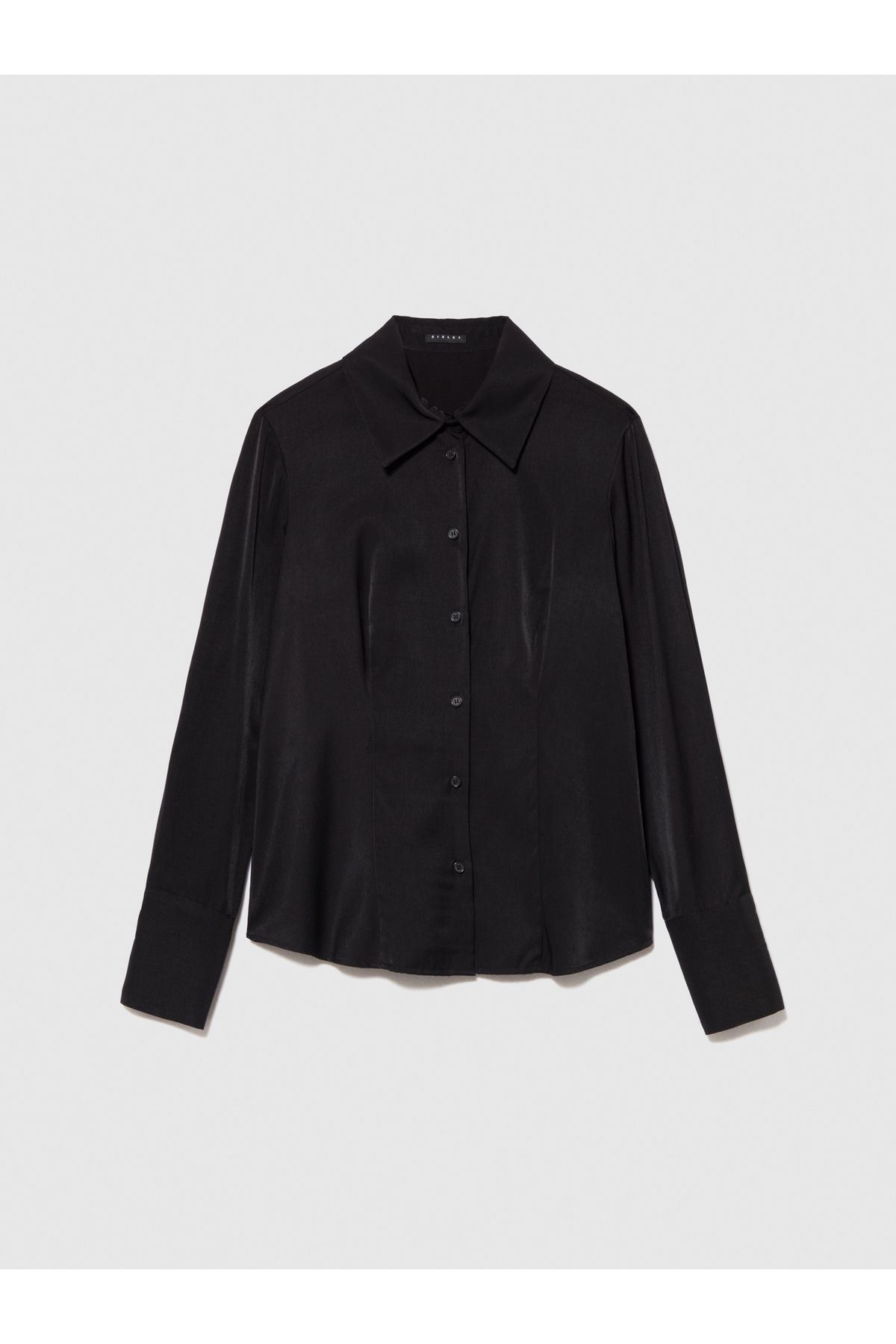 Sisley-Black Satin - Women's Shirt with Viscose Mix 2