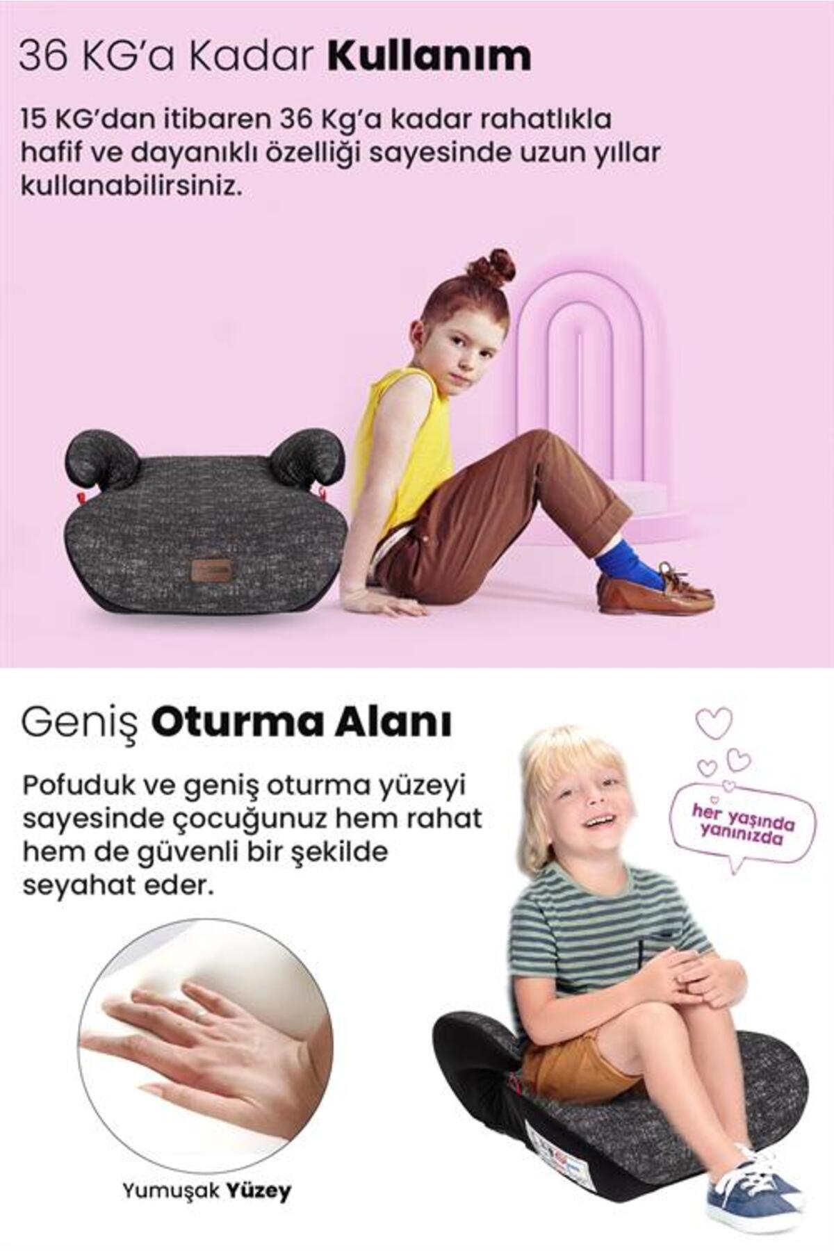 babydoor Motto 15-36 Kg Yükseltici Oto Koltuğu Ultra Comfort Yükseltici - Siyah fotoğrafı 6 (önizleme)