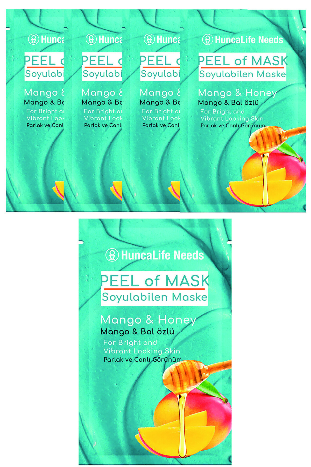 Huncalife 5li Paket - Needs Mango Ve Bal Özlü Yüz Maskesi-10ml 8690973720580-5