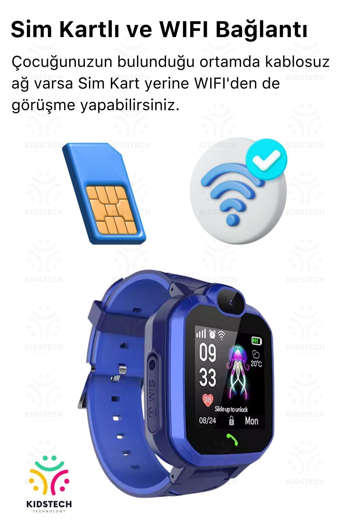 Çocuklar İçin GPS Konum BTK Kayıtlı Sim Kartlı Çocuk Takip Ortam Dinleme Kameralı Q20 Akıllı Saat