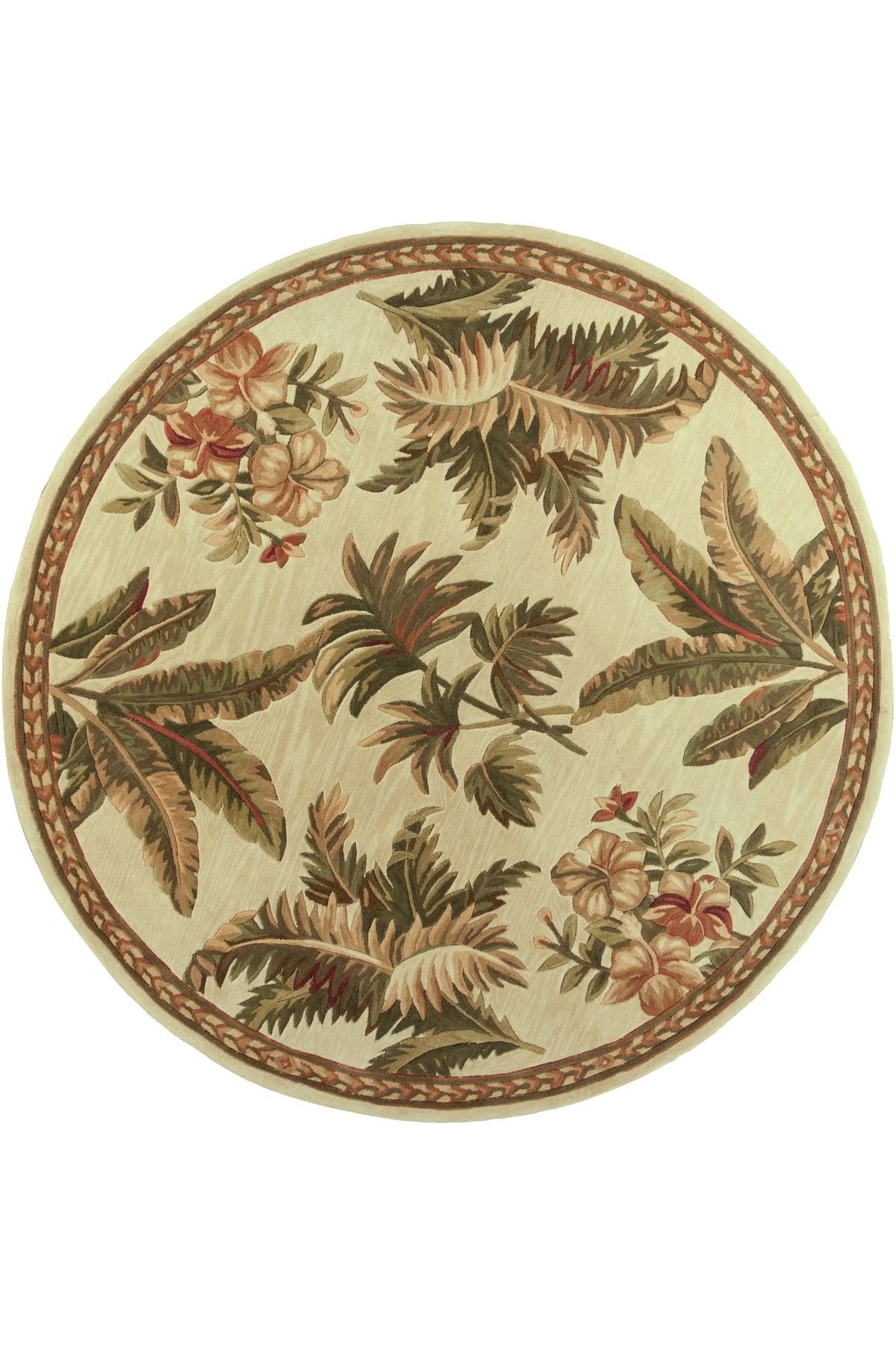 Mars 156 Pastel Tonlar Çiçekli Floral Çok Renkli Dokuma Taban Yuvarlak Halı