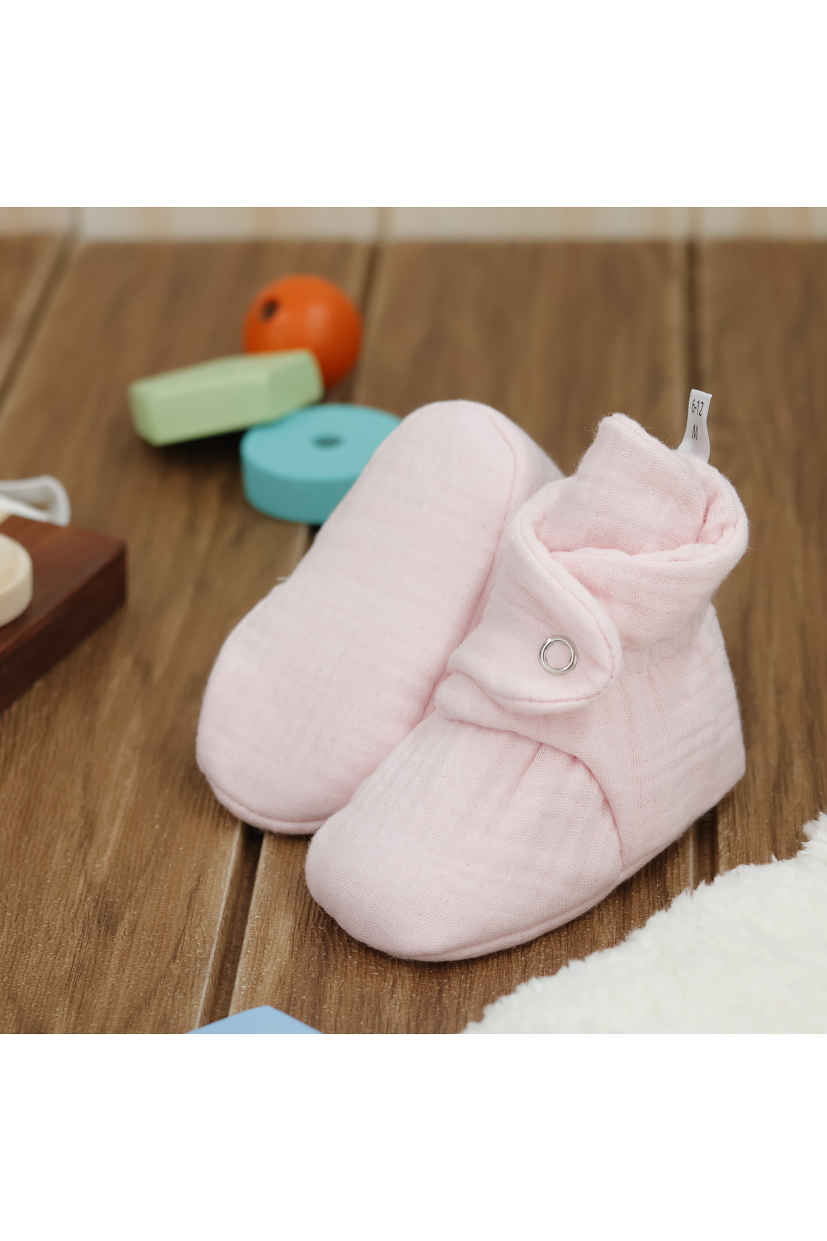 Ella Bonna Organik Pamuk Müslin Bebek Patiği, Yenidoğan Pandufu,pembe fotoğrafı 4 (önizleme)