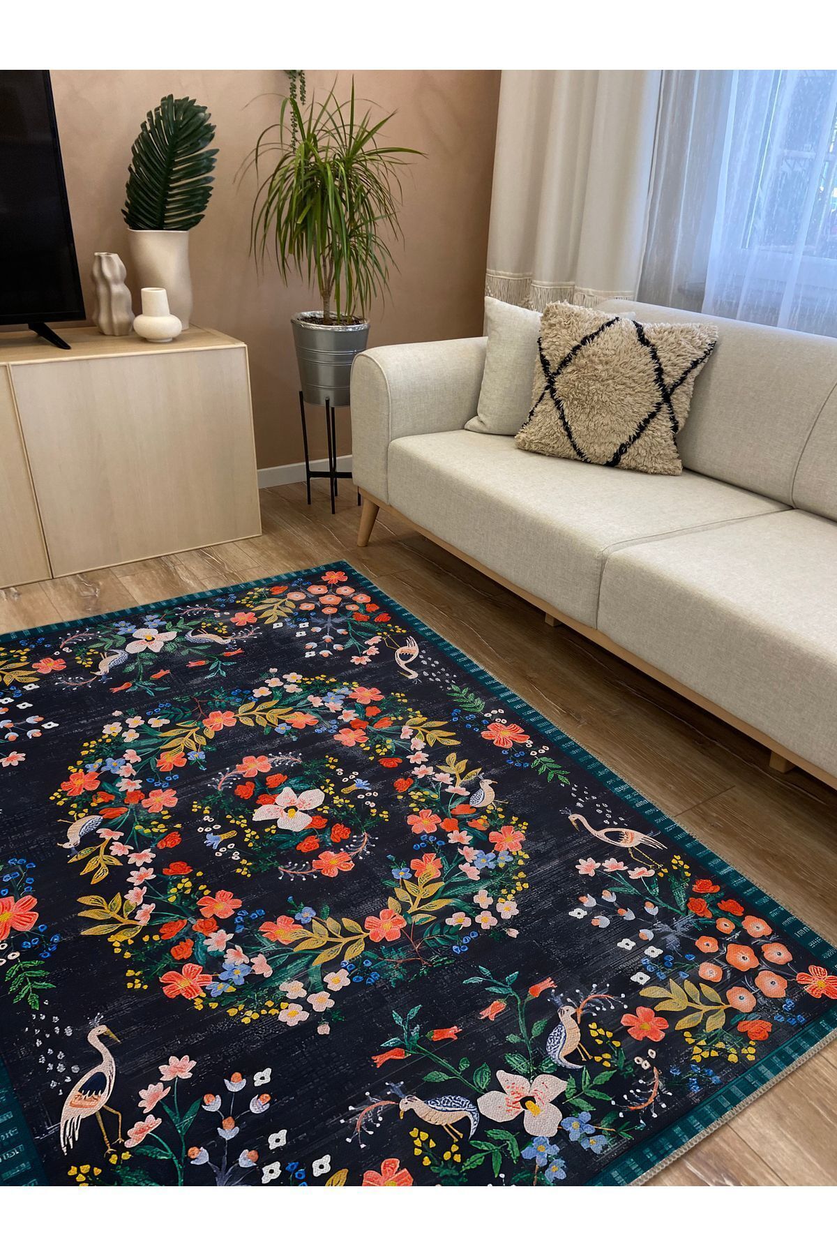 Modern Stil Laciver Tonlaronda Mars Halı Ve Kilim Salon Halısı Saçaklı Yıkanabilen Halı