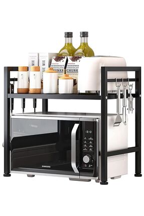 decorelax Ev Düzeni Uzmanı Siyah Mikrodalga Fırın Ve Mutfak Rafı – Tezgahüstü...