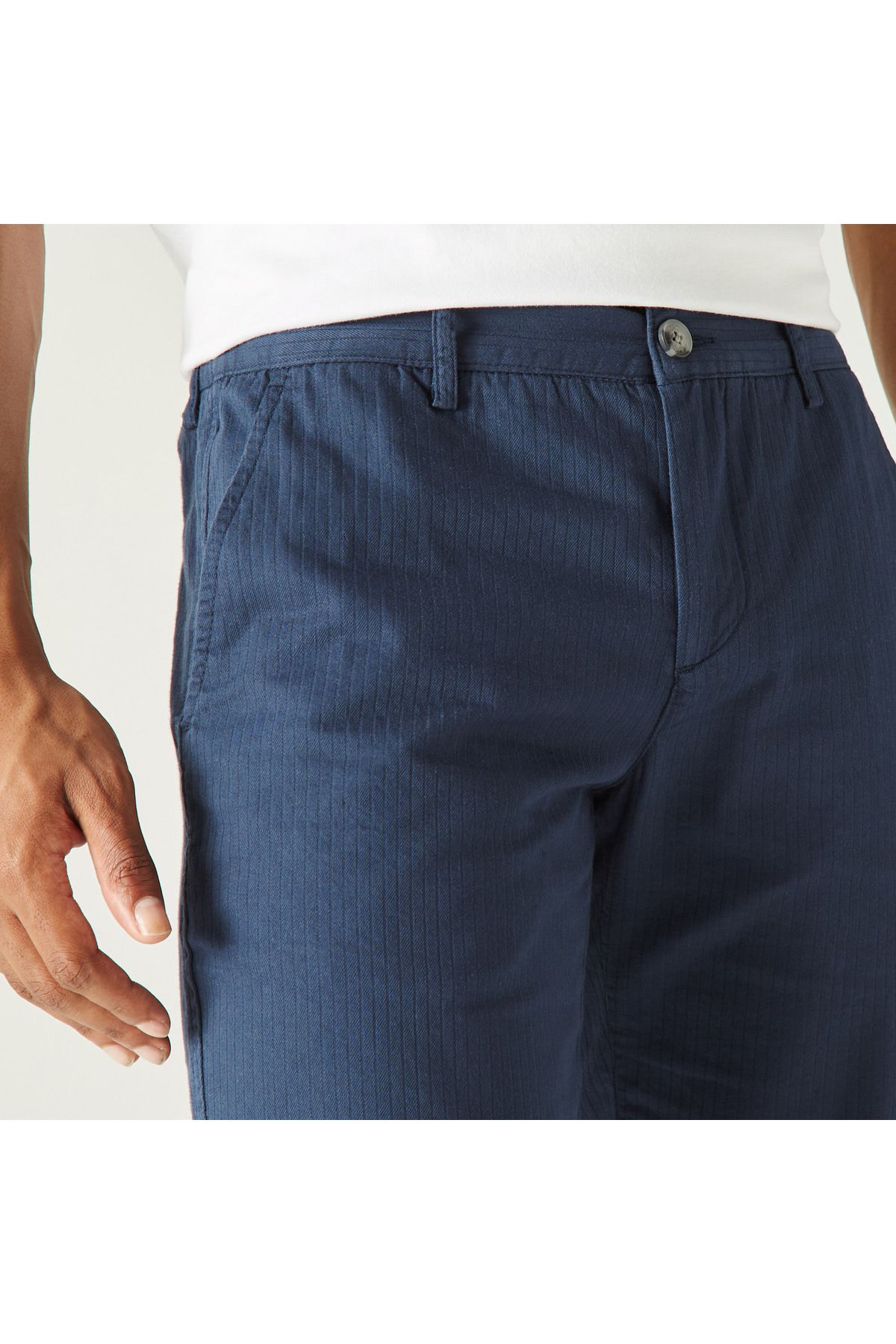 Lacoste-Men's Slim Fit Striped Gray Bermuda 4
