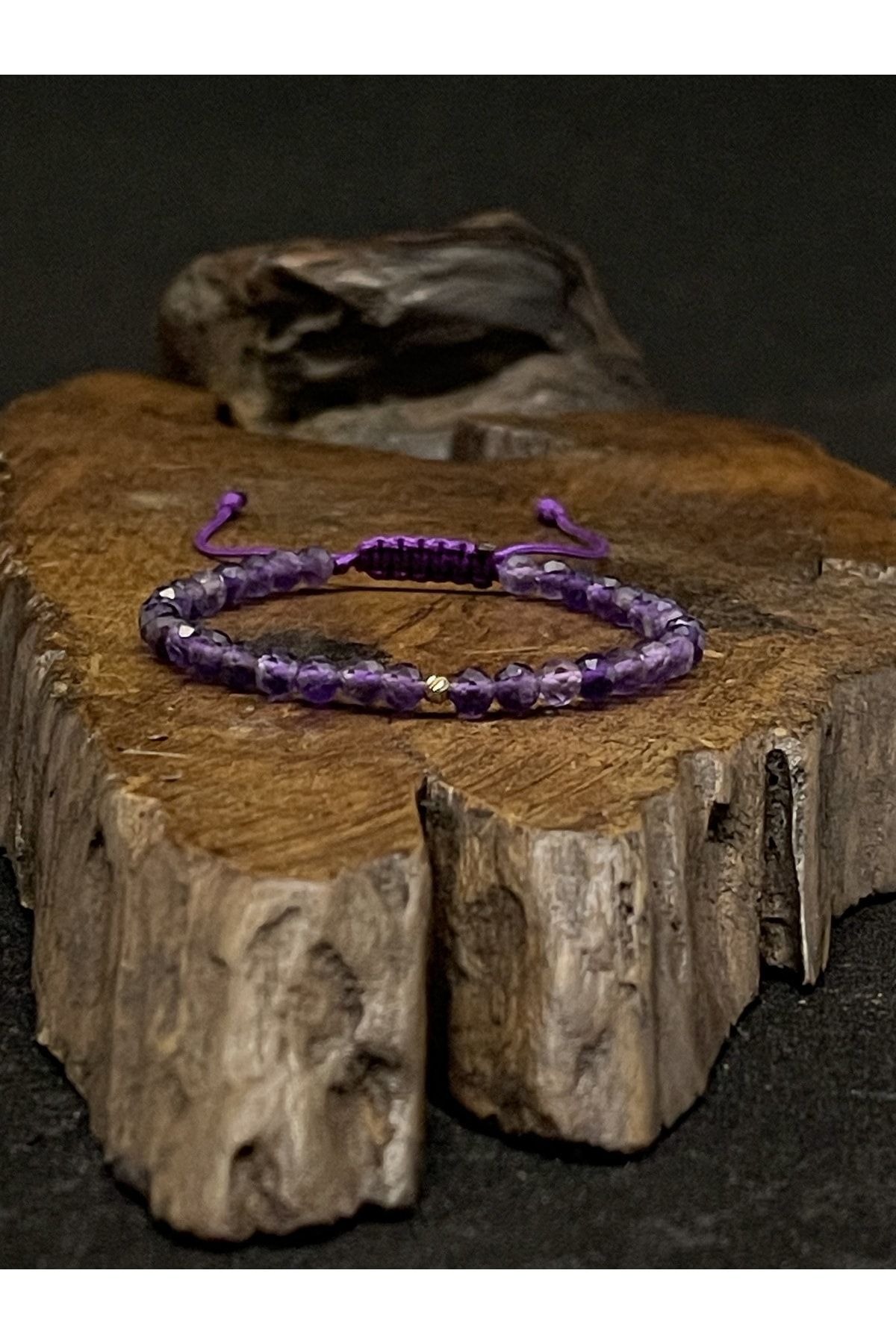 Rupen Kraft 14 Ayar Kristal Kesim Ametist Taşlı Doğal Taşlı Altın Bileklik