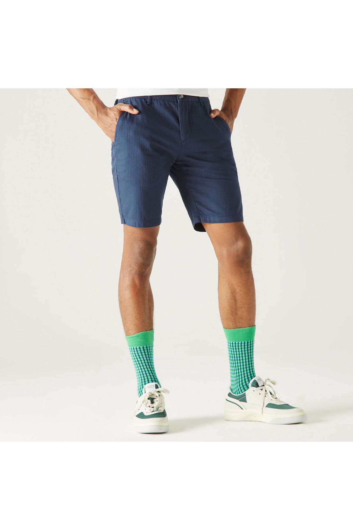 Lacoste-Men's Slim Fit Striped Gray Bermuda 3