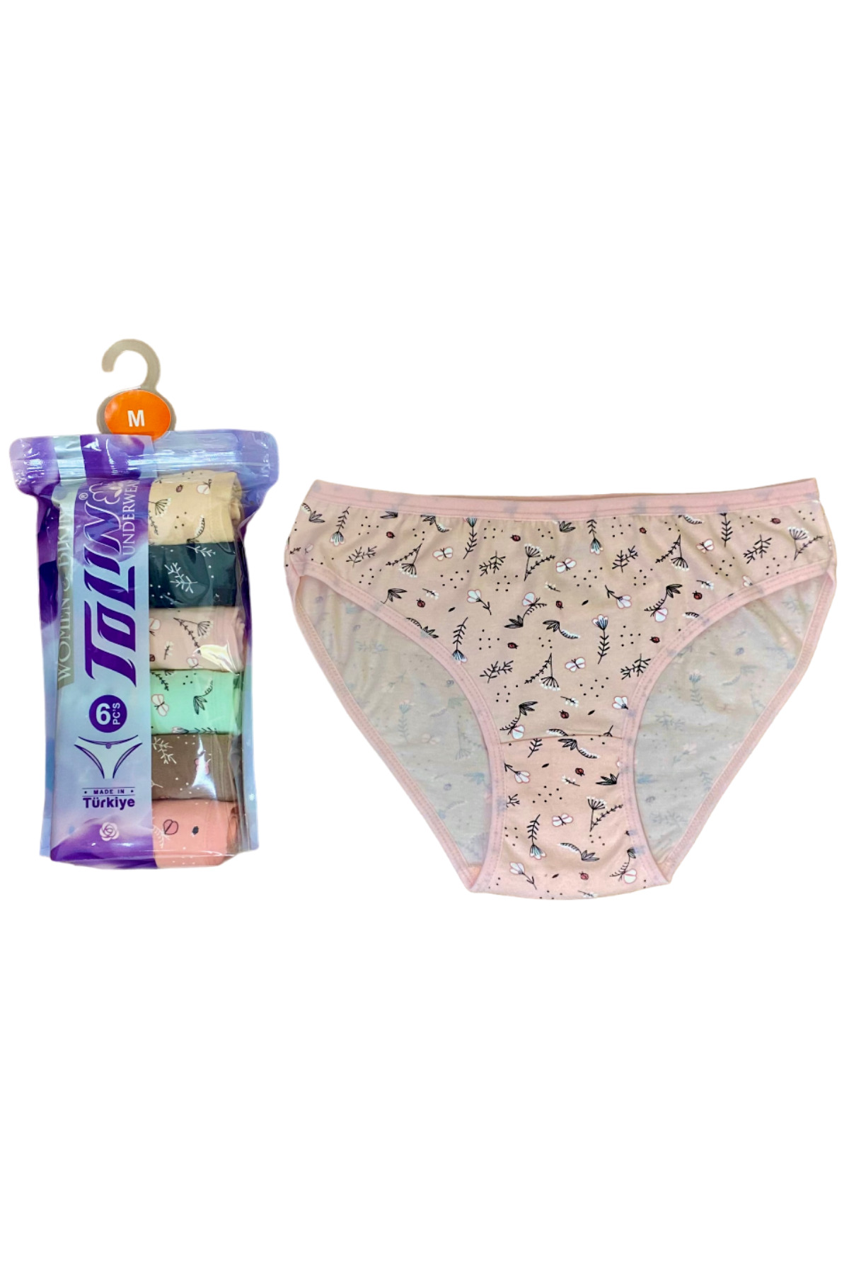 Women's 6-Piece Cotton Lycra Printed Towel Net Panty Set 2246171