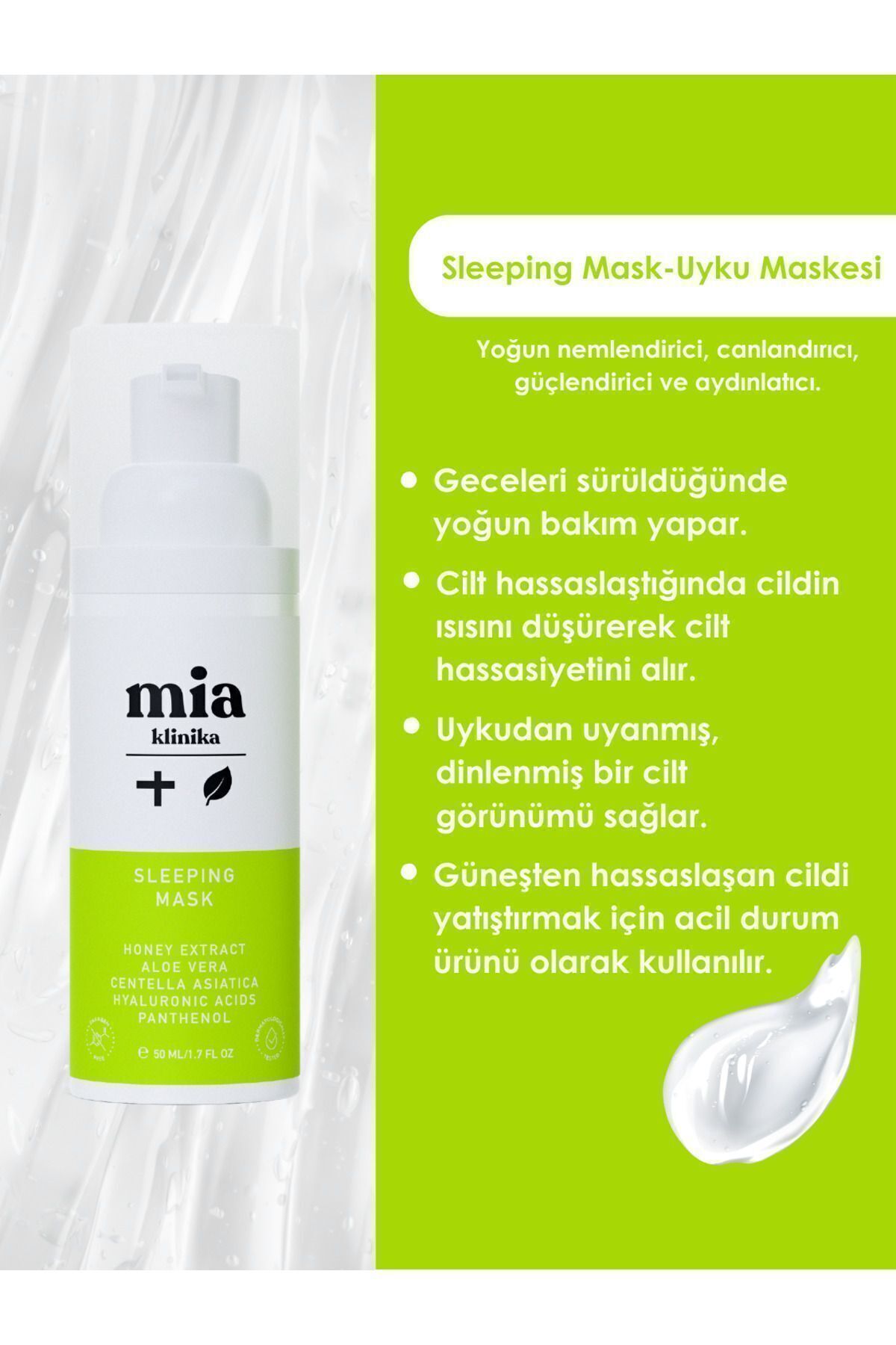 mia klinika-Pantenol Smoothing Radiance Moisturizing Face Mask with Honey and Cical 3