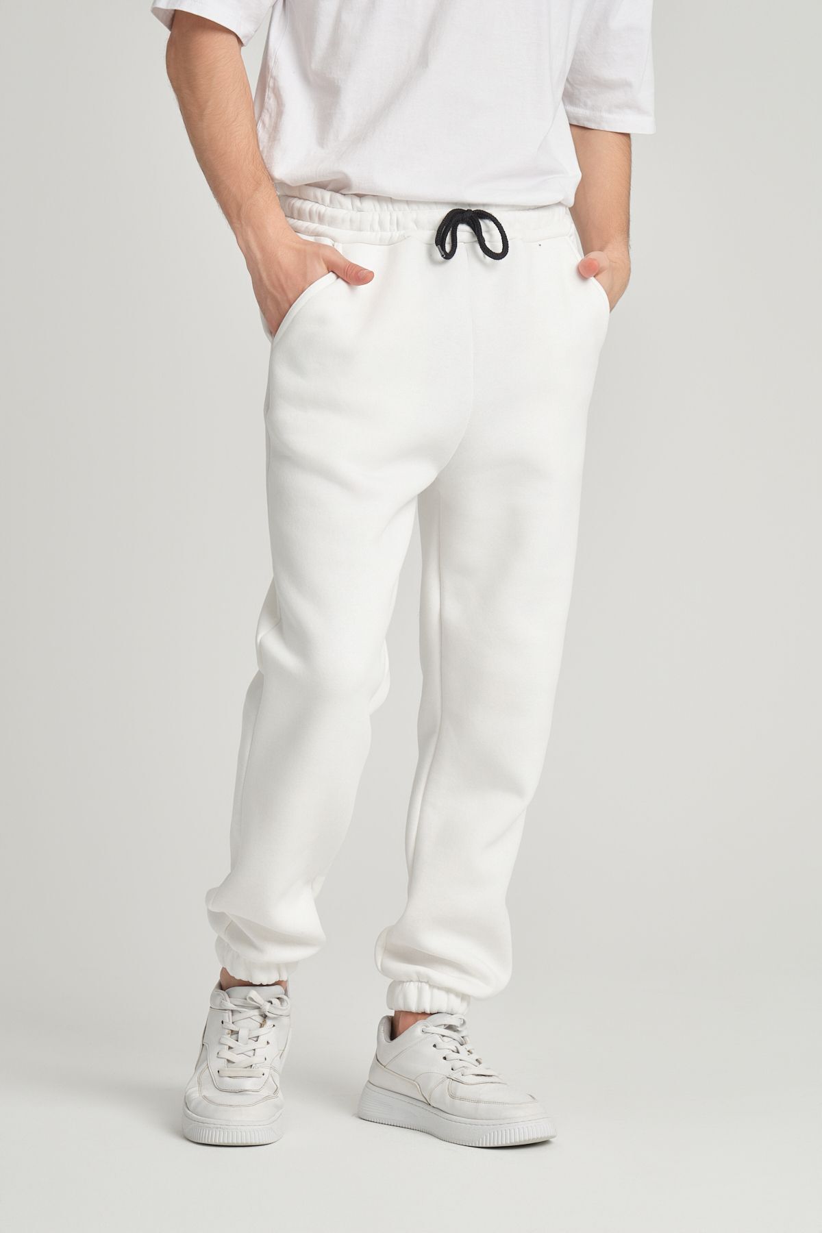 3 ROPE Pantaloni De Sport Alb Unisex Din Fleece - Trei Fire Unisex - XS