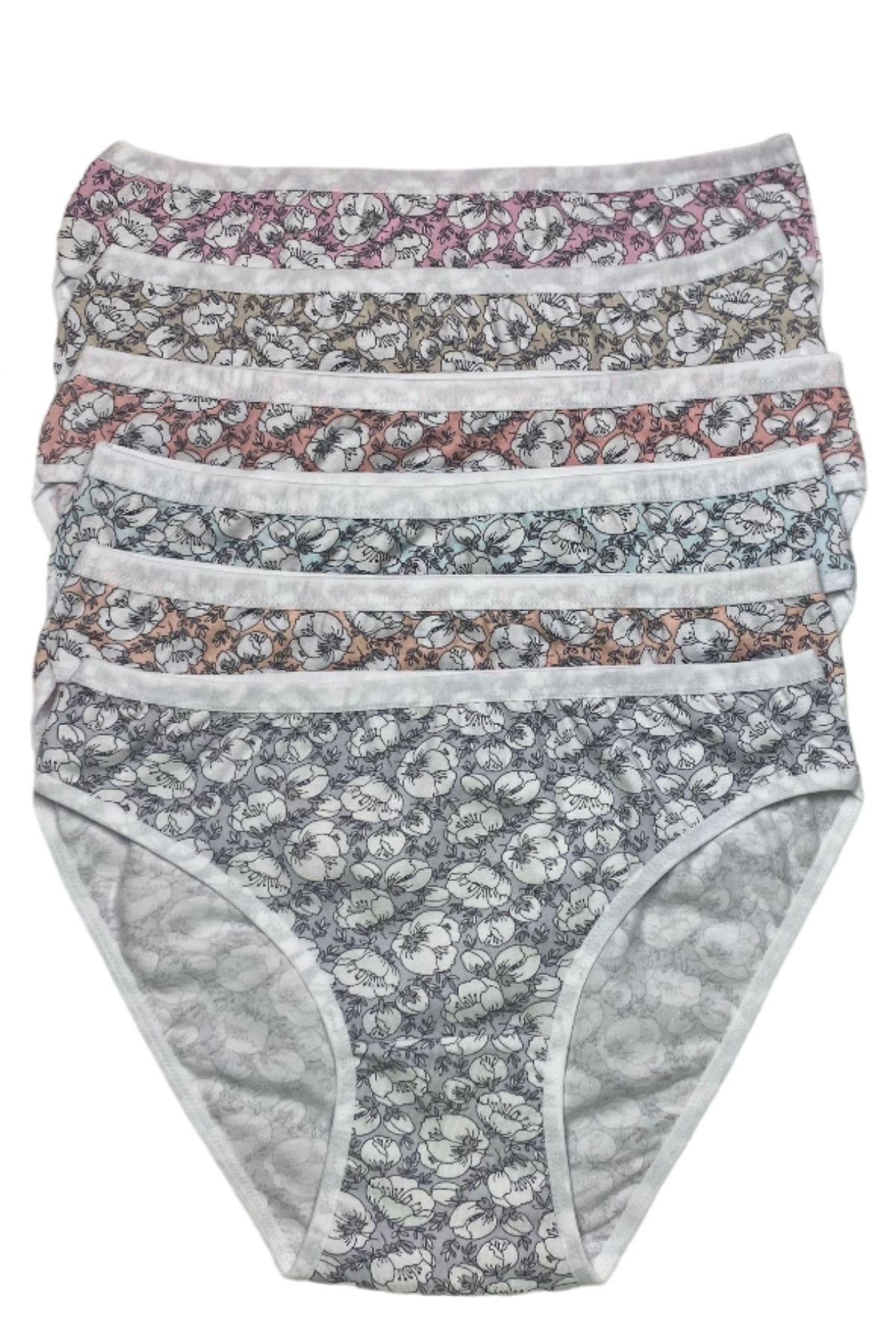 Women's 6-Piece Cotton Lycra Printed Towel Net Panty Set 2246181