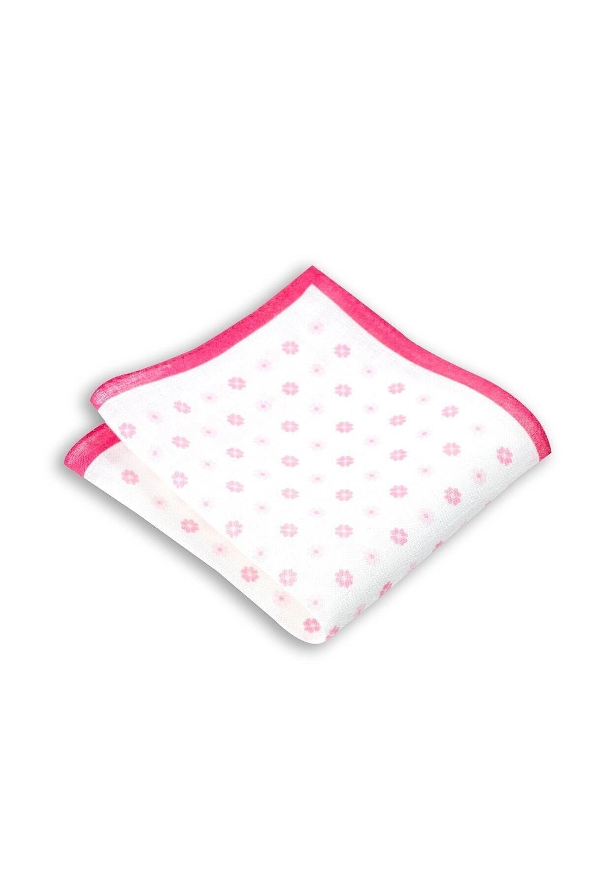  پوشت جیبی کتانی طرح گلدار صورتی رنگ، ۳۳ در ۳۳ سانتی‌متر