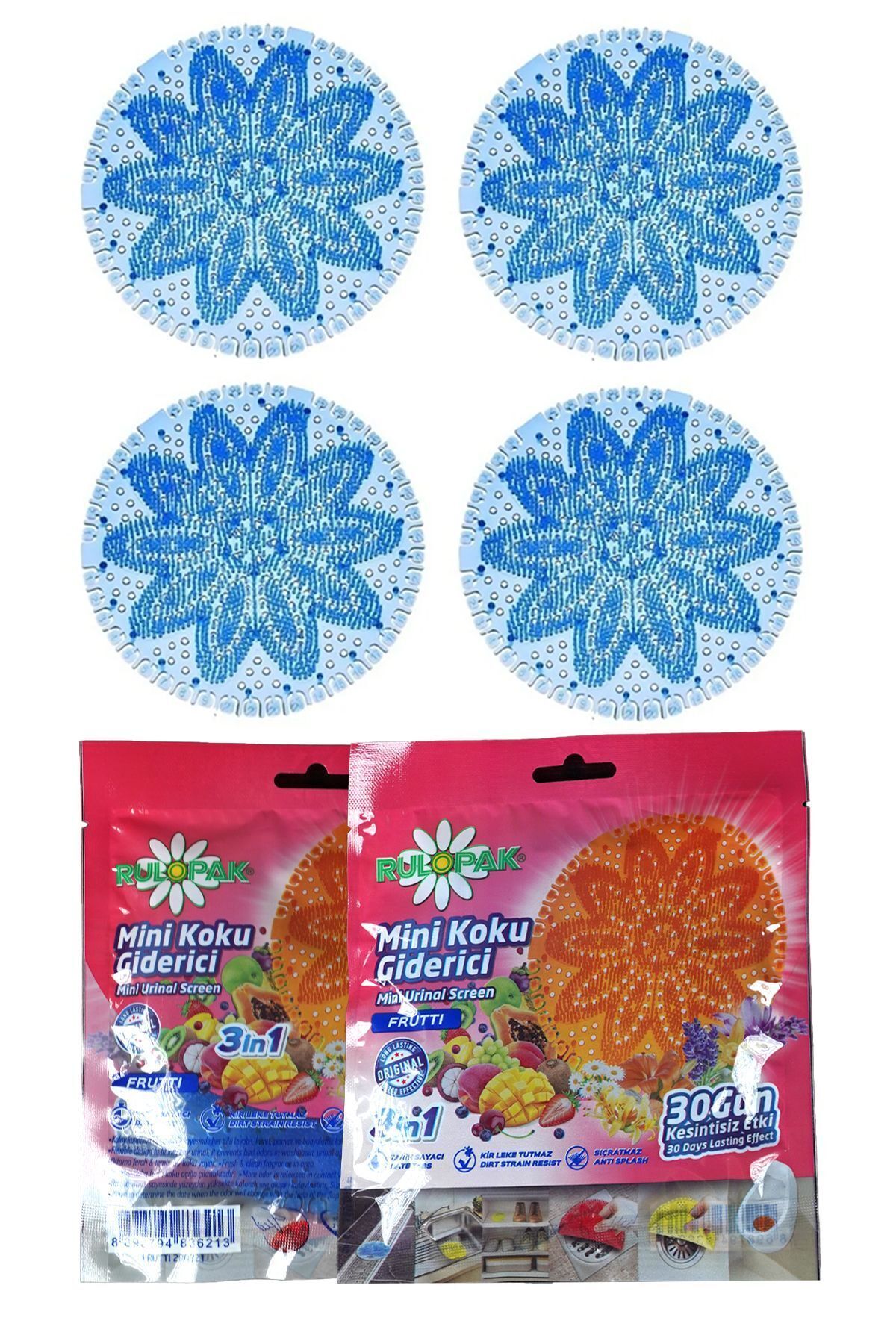 Rulopak Mini Lavabo Pisuvar Süzgeci Koku Giderici (Furitti) 4'lü