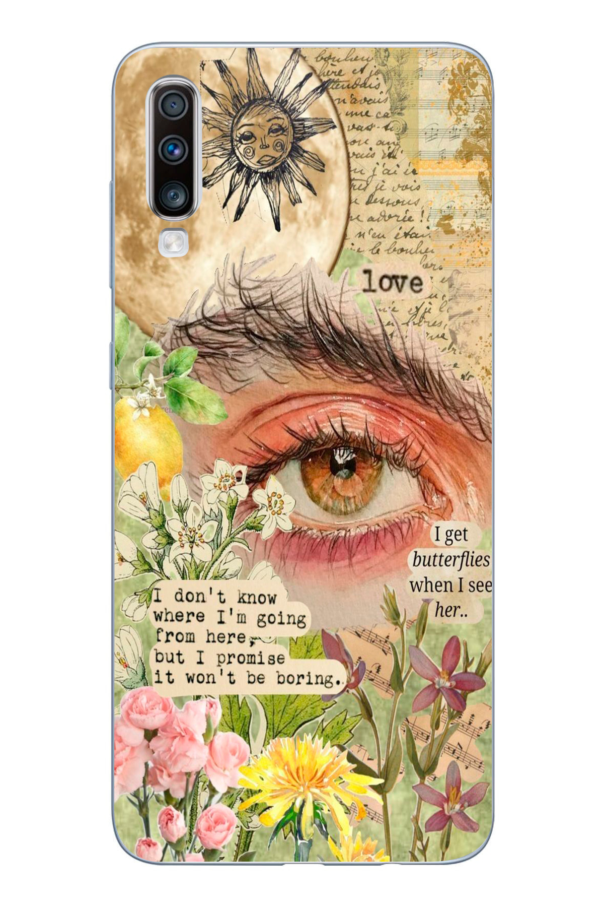 Printed Transparent Phone Case with Samsung Galaxy A20S Compatible Eye Design