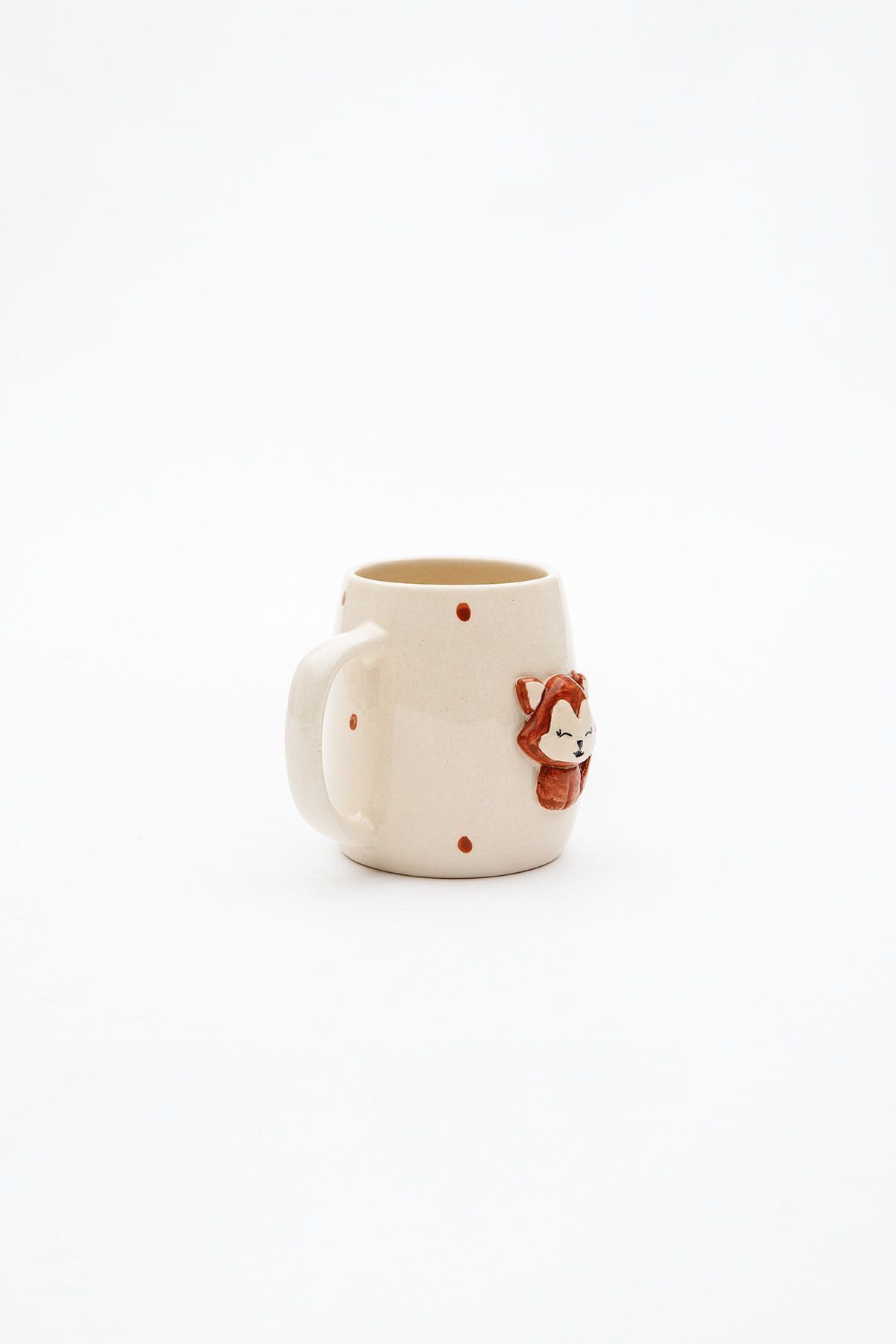 Loomart-Ceramic Embossed Fox Cup - Handmade with 3D Figures, 400 ml Mug 3