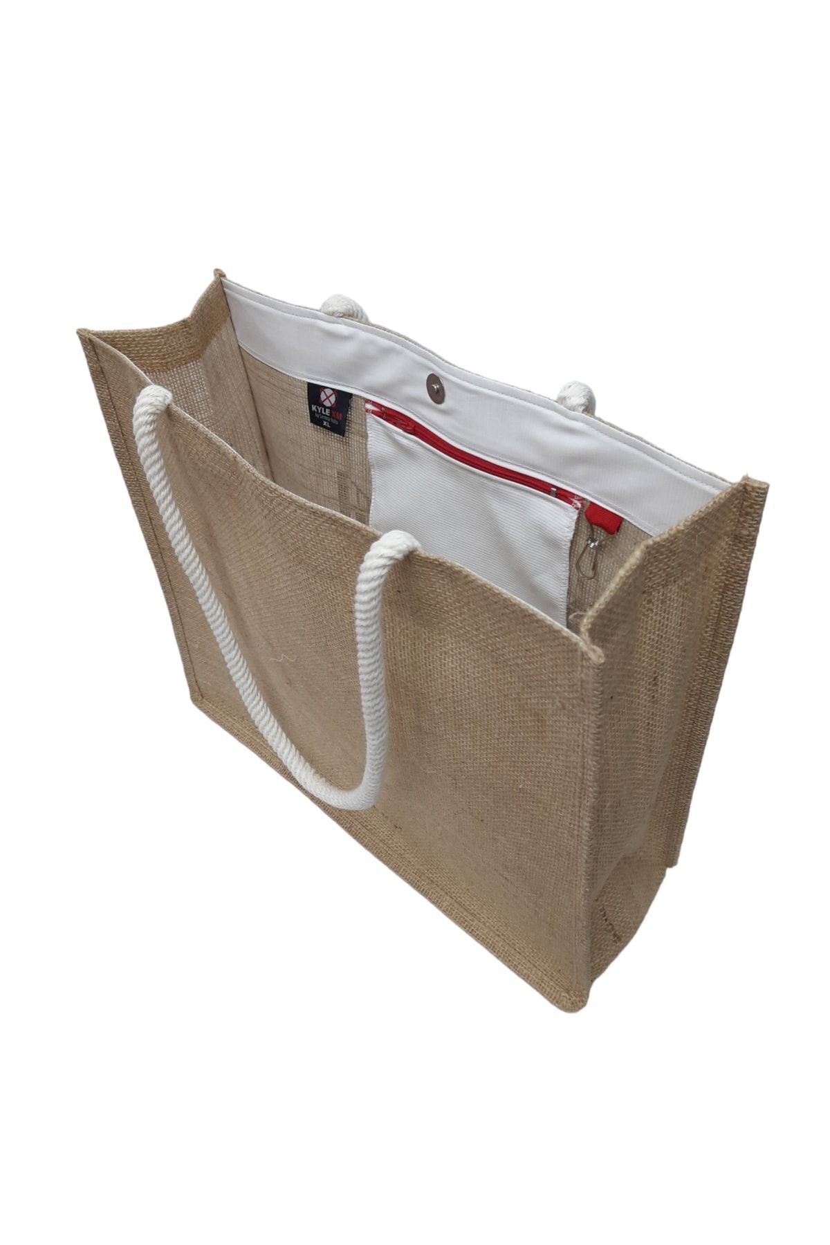 KYLE XM-Istanbul Printed Jute Straw Beach Bag Beach And Pool Bag With Inner Pocket Keychain 3