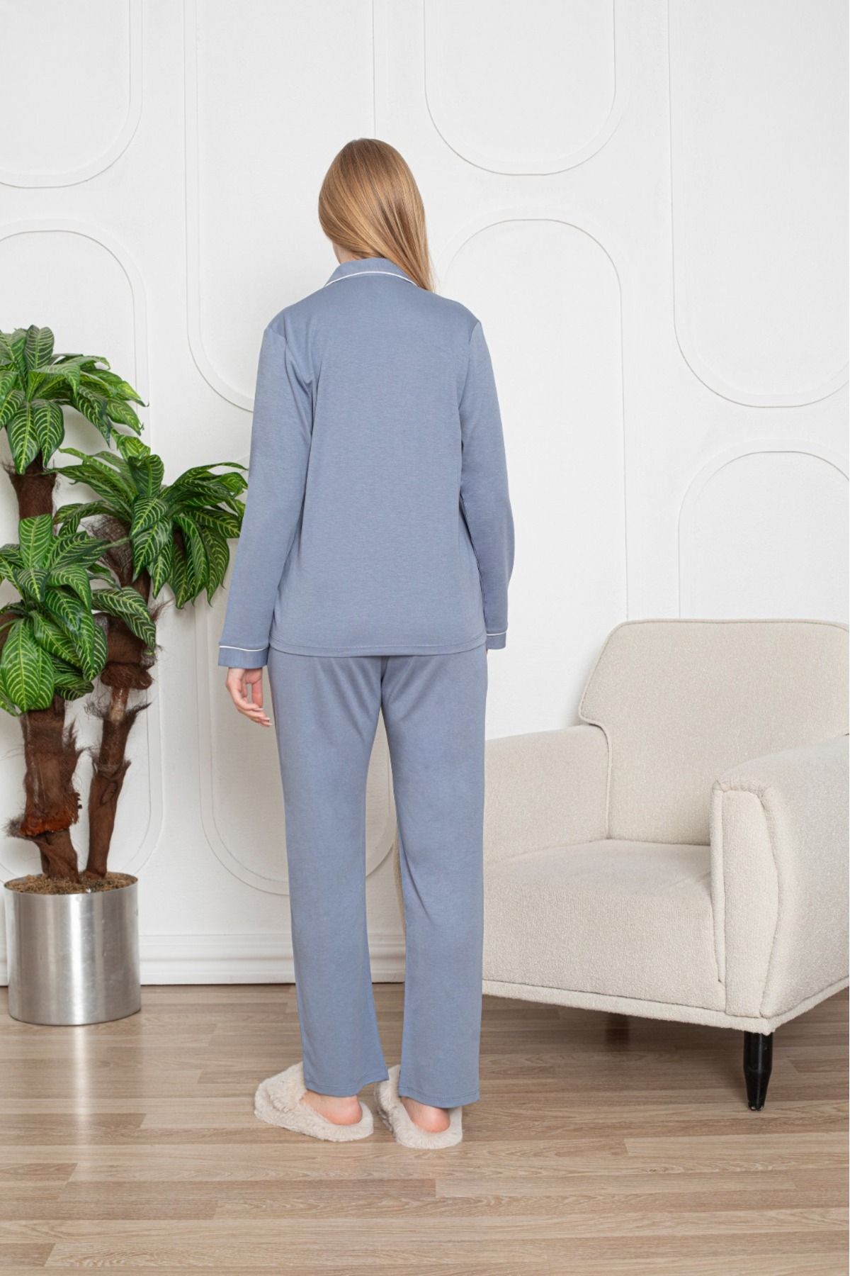 Espuar-765 Classic Combed Cotton Women's Shirt Pajama Set 3