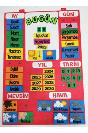 keçeli dünyam Takvim Interaktif - Kırmızı (KEÇE EĞİTİM MATERYALİ)