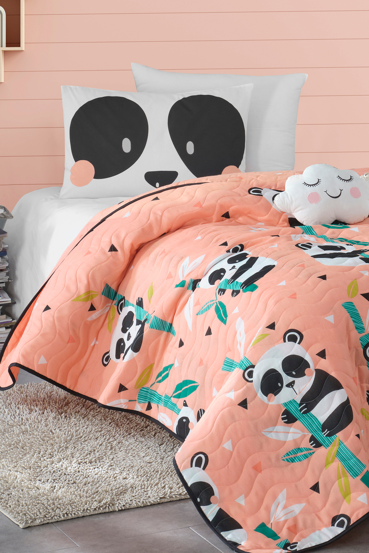 Enlora Home Kapitone Yatak Örtüsü Seti Tek Kişilik Panida Pembe