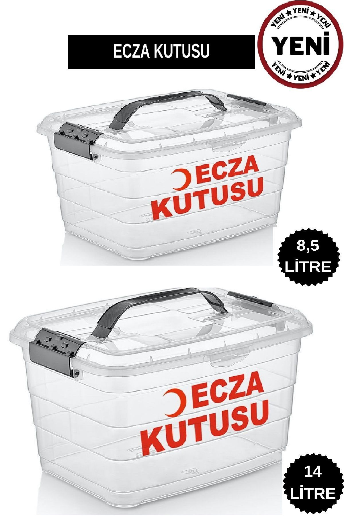 DEEMBRO kızılay logolu Ecza Kutusu 2 Adet 14 Lt + 8,5 Lt Ecza Dolabı Çantası Ilaç Kutusu Ilaç Saklama Kabı