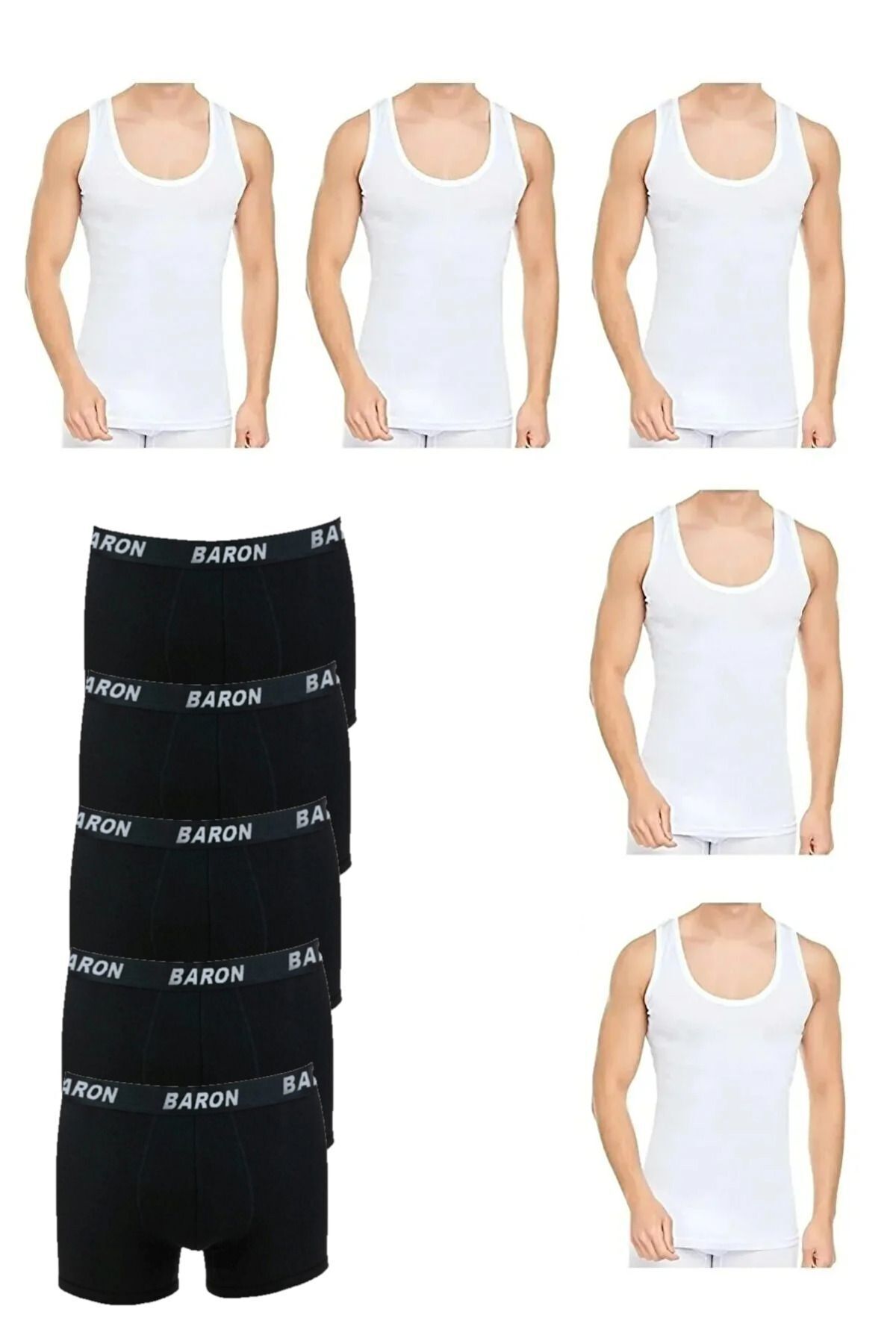 10-Piece Undershirt and Boxer Set Economic Package 5 Boxers 5 Undershirts