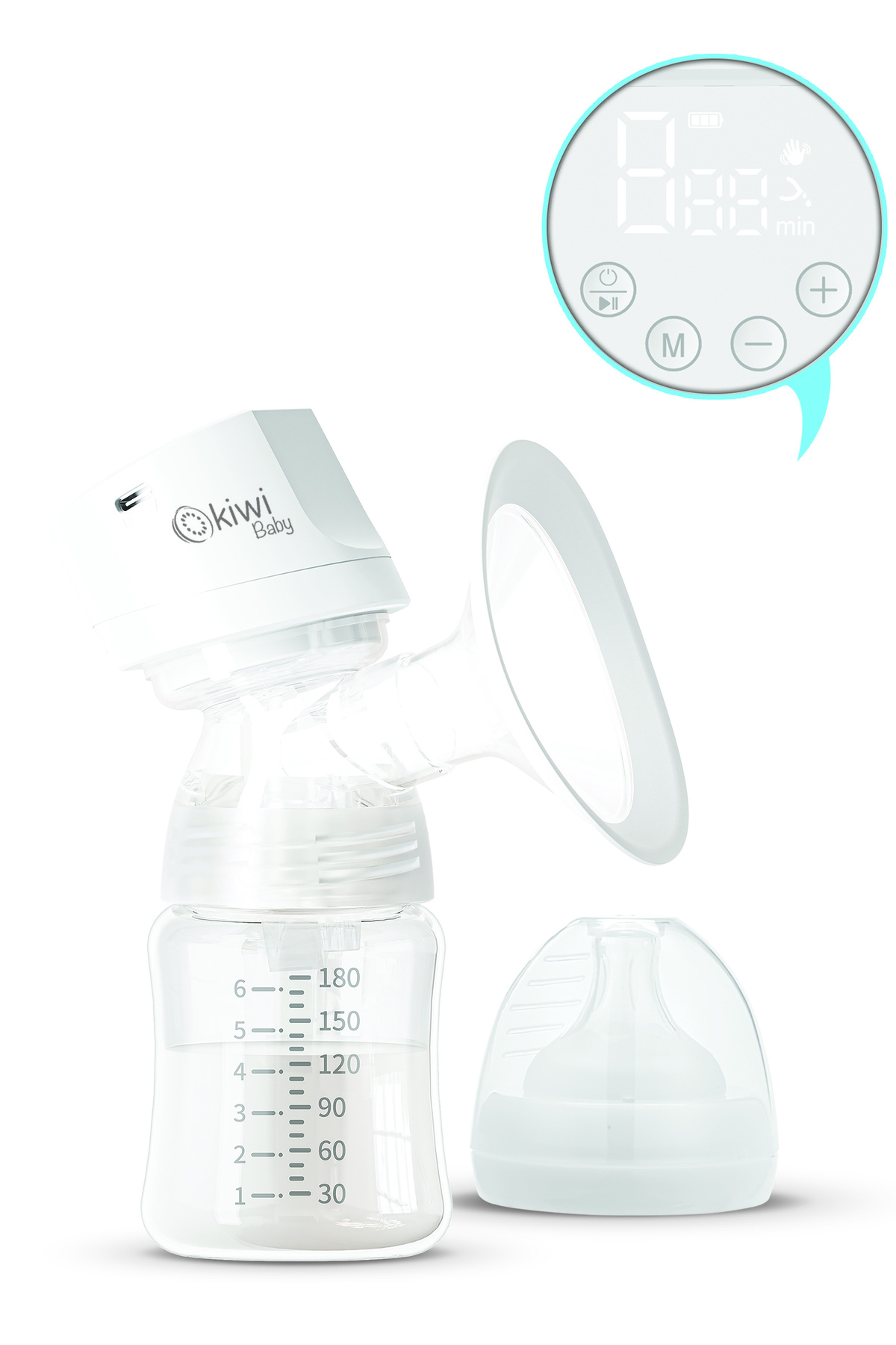 Kiwi Baby Led Ekranlı Sessiz Çalışma Geri Akış Önleyici Tasarımlı Şarjlı Göğüs Pompası Kbaby-54