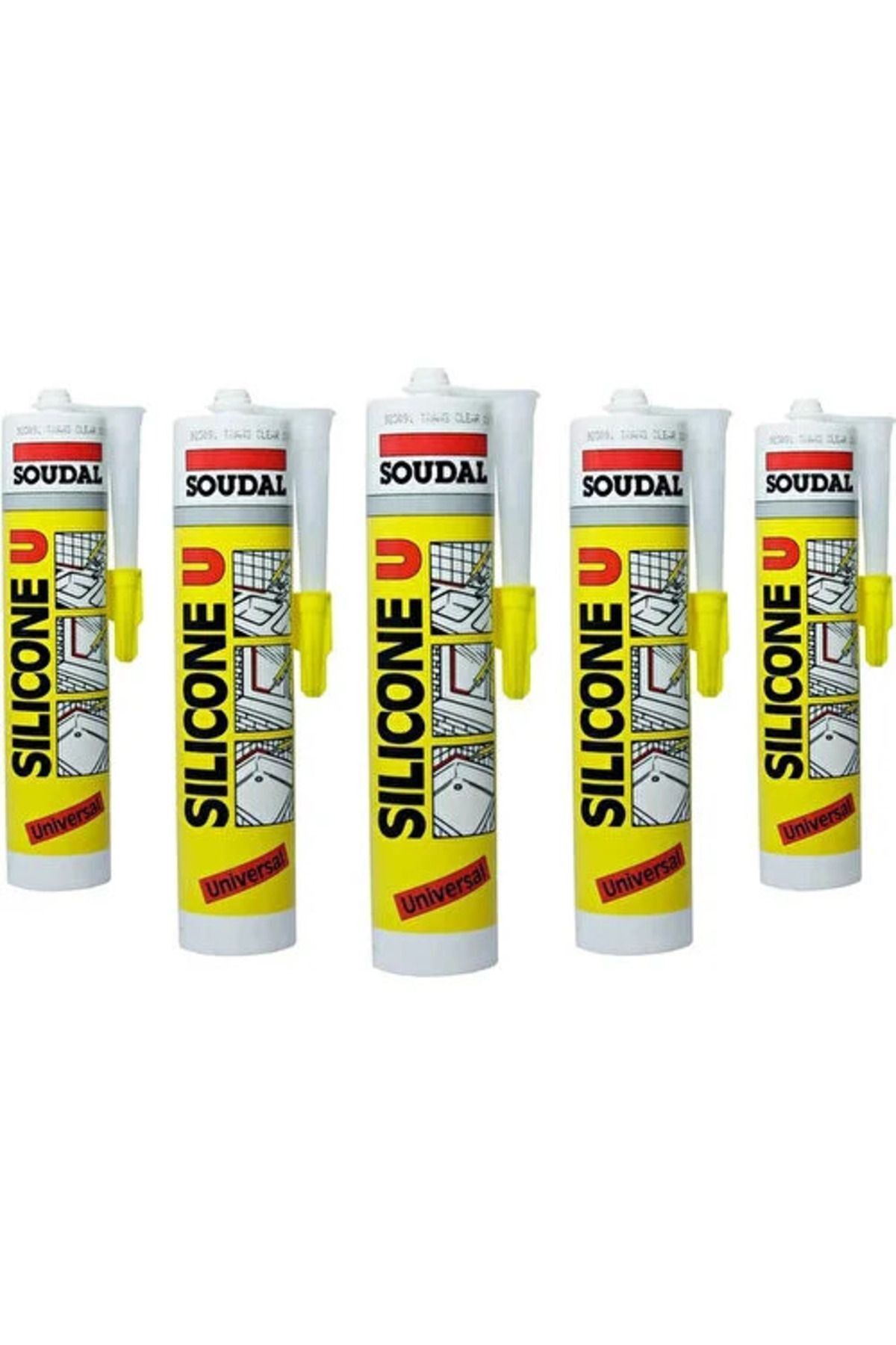 5 PCS SOUDAL WHITE SILICONE 280 GR