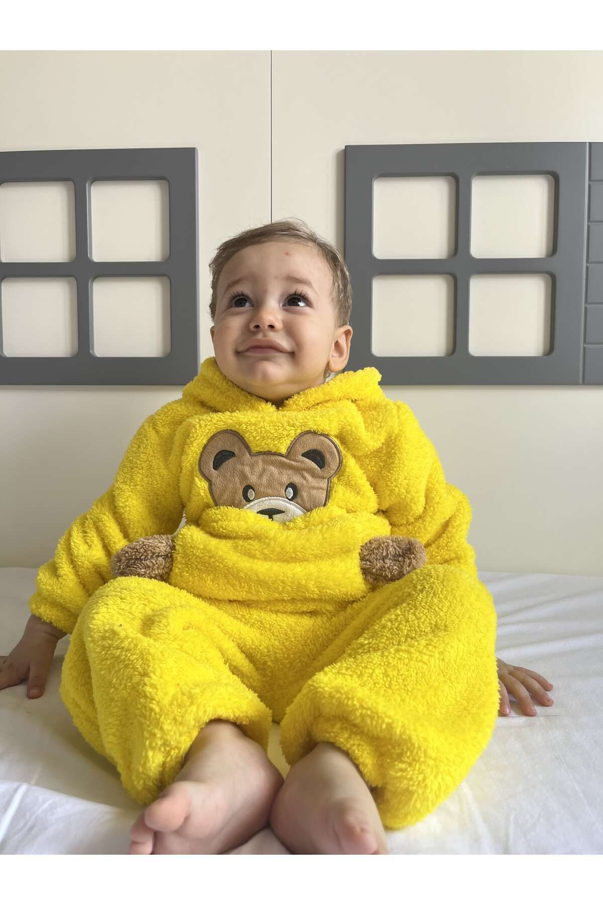 Minizade Kışlık Peluş Welsoft Cepli Kapüşonlu Bebek Takımı fotoğrafı 4 (önizleme)