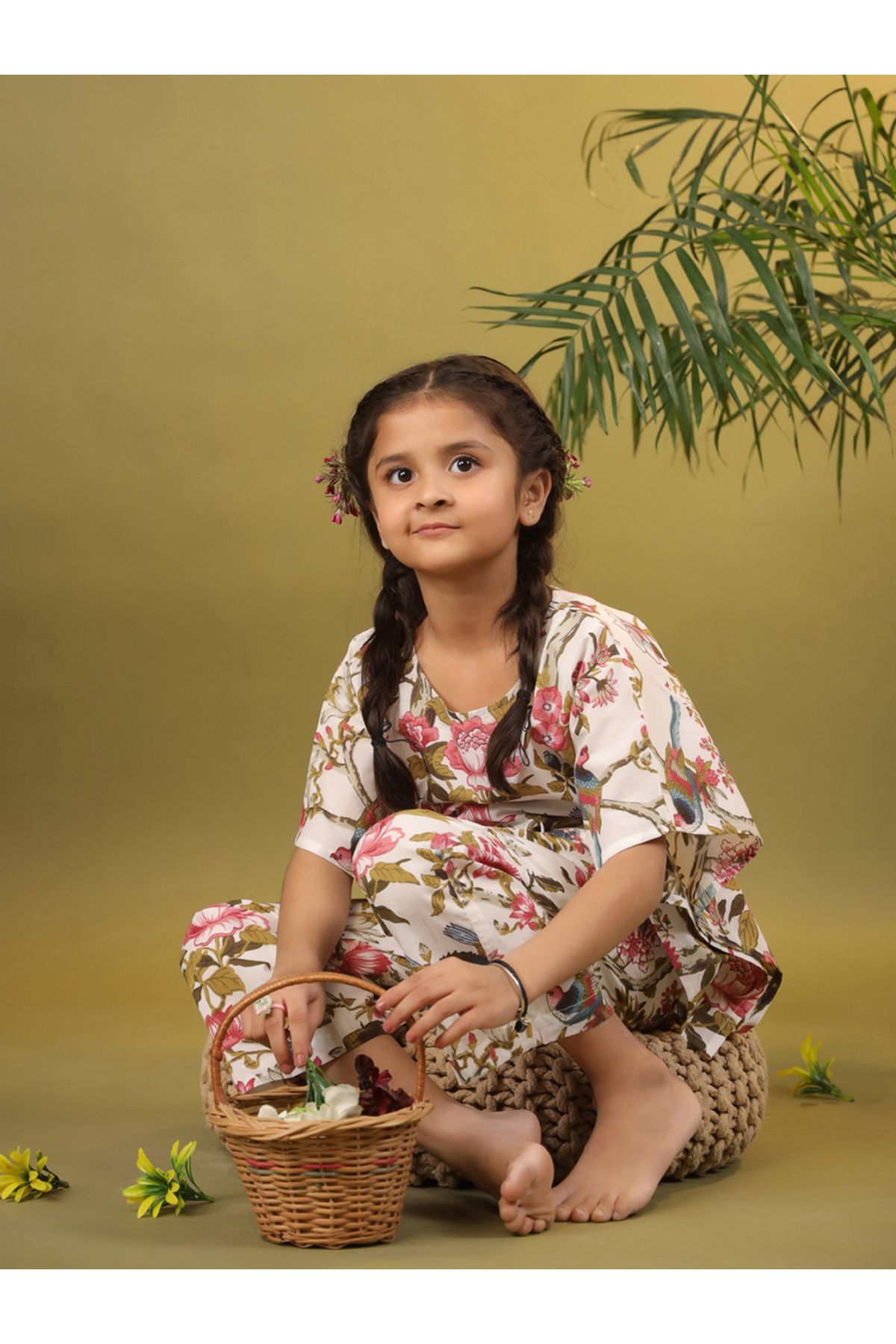 Sanskrutihomes By Styli-Floral Print Drawstring Top & Pyjama Set 2