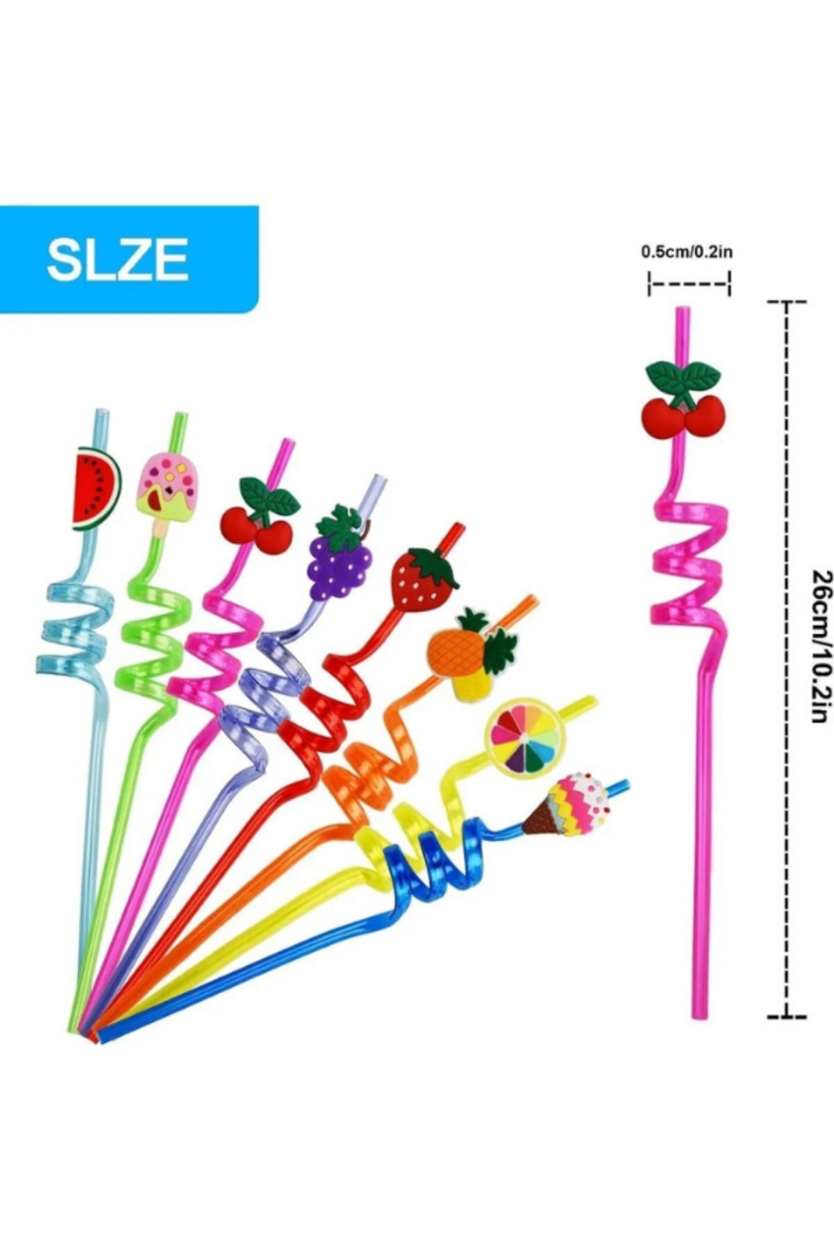 BuNeBox 4 Adet Sevimli Renkli Emojili Pipet - Ev Dekorasyon Figürlü Pipet Parti Doğum Günü