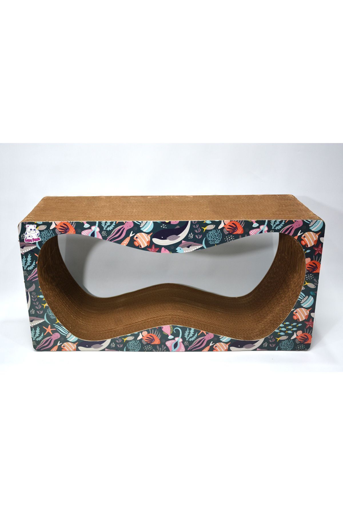 Lazy Paws-4-Piece Cat Scratch Sofa - Cardboard - Horizontal - Sea Motif 3