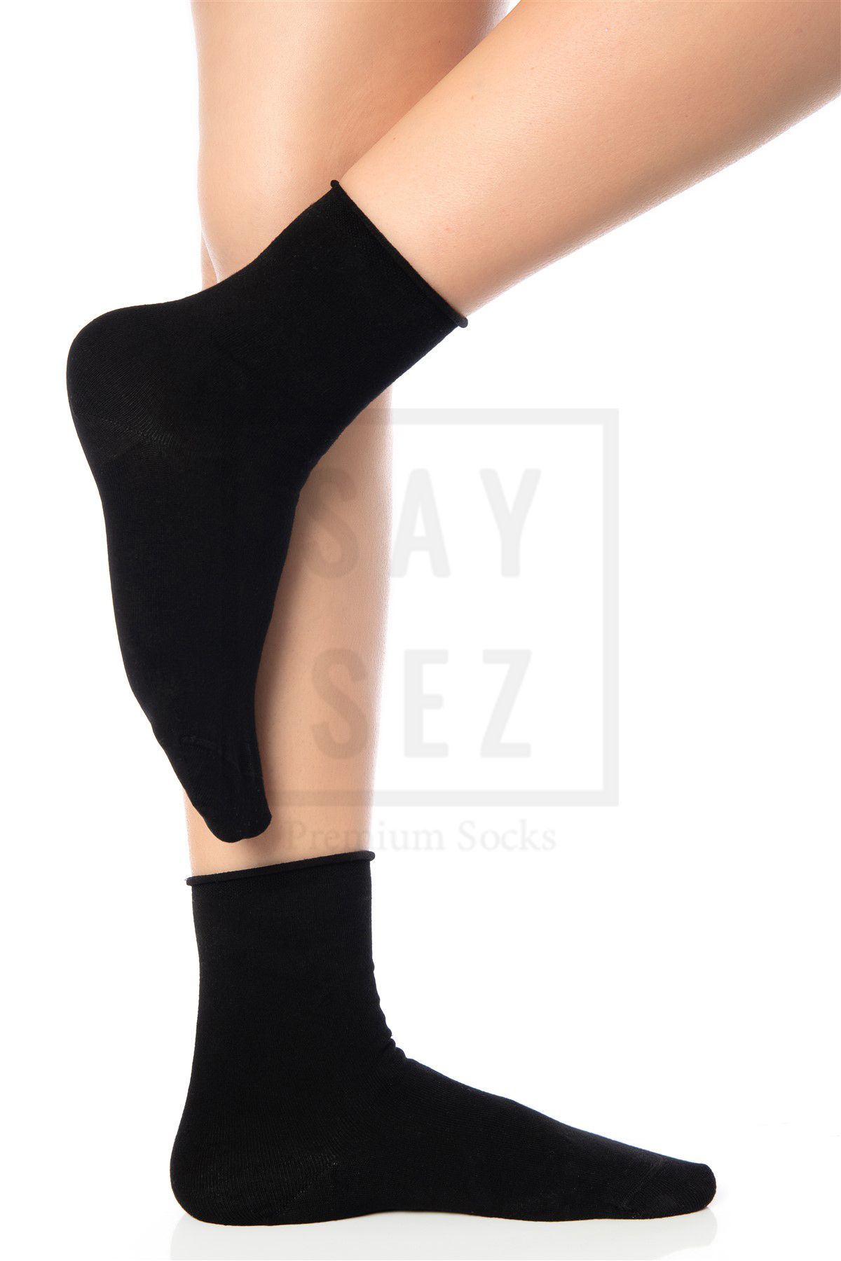 SAYSEZ-Bamboo Women's Premium Socks - Black-White, Elasticless and Socket Seamless, Set of 6 Boxed 5