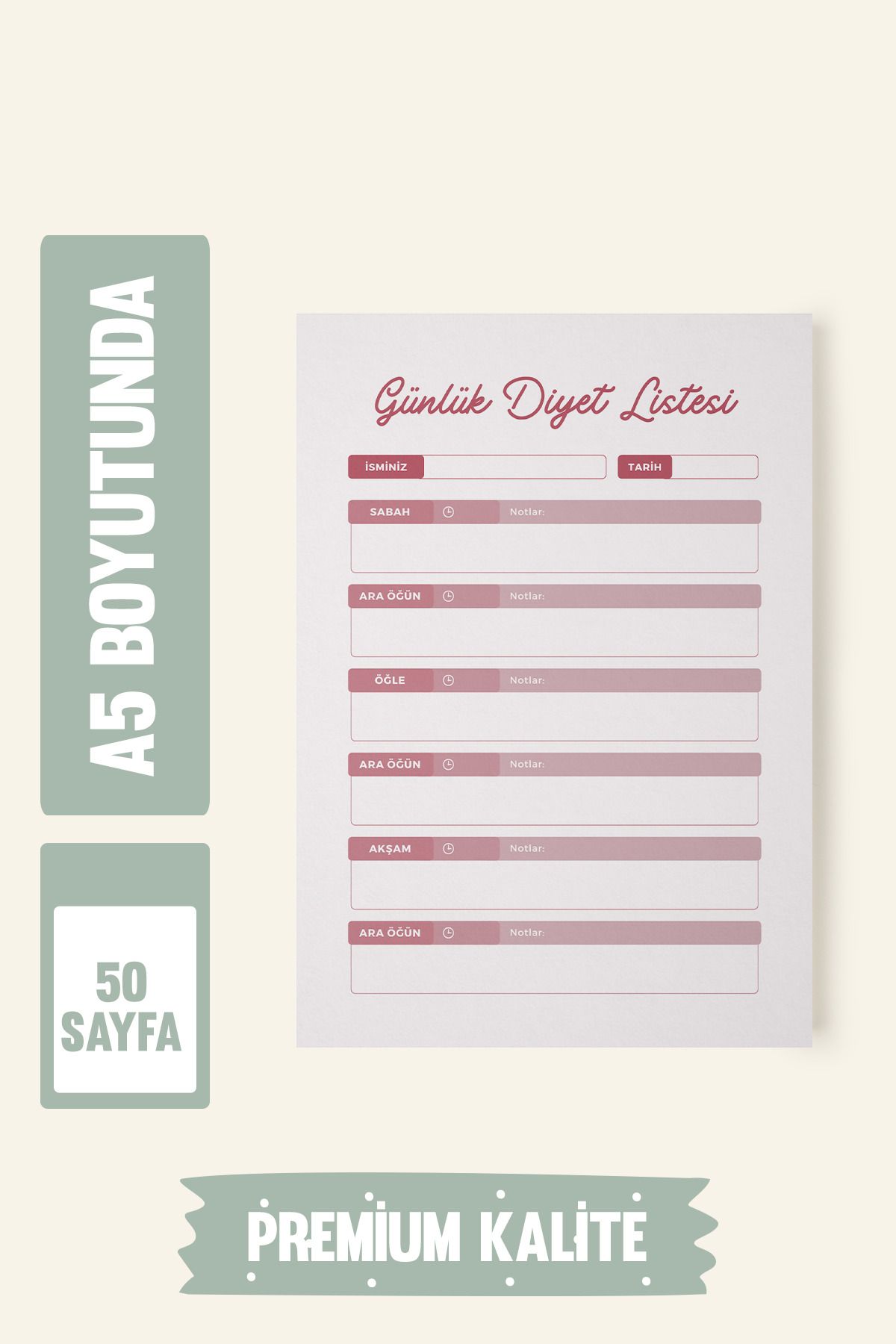 Srctech-Daily Diet List A5 Size 50 Sheets 1