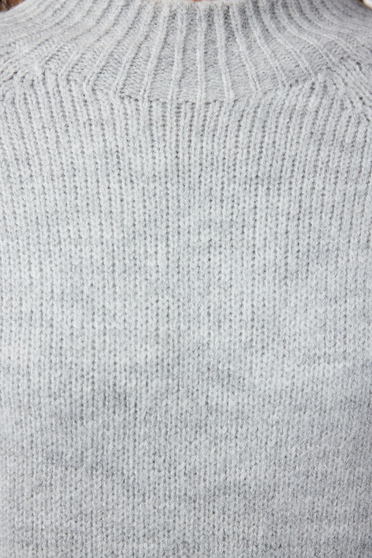 Trendyol Collection-Gray Stand Collar Seamless Soft Knitwear Sweater - Twoaw25Kz00048 4