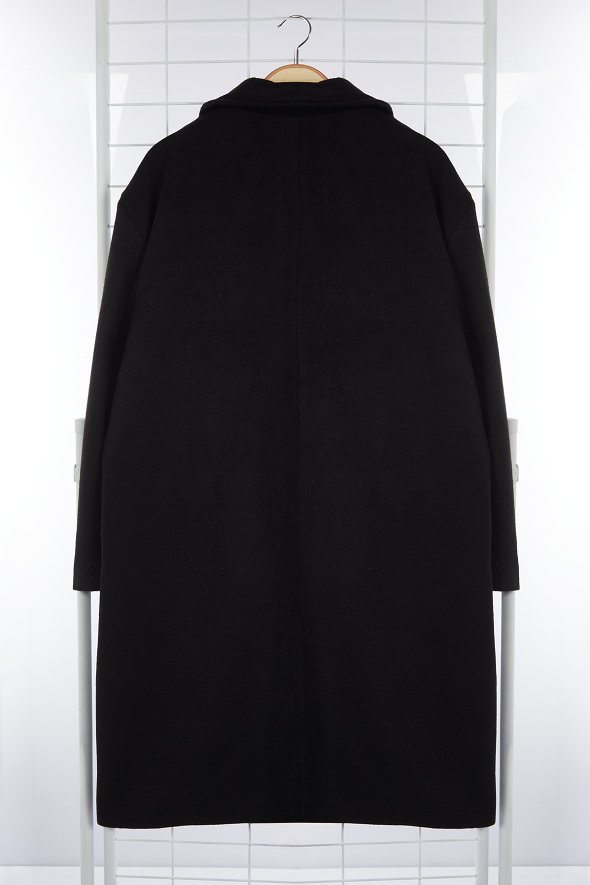 Trendyol Collection-Ανδρικό Oversize χειμερινό παλτό με γραμματόσημα - Μάλλινο ανάμεικτο μαύρο TMNAW25KB00004 7