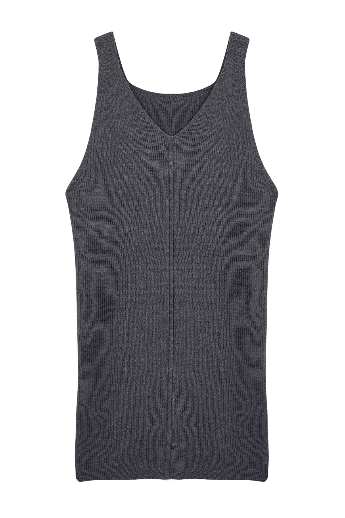 Trendyol Curve-Midi délka antracitové pletené šaty - Tbbaw25Ah00008 6