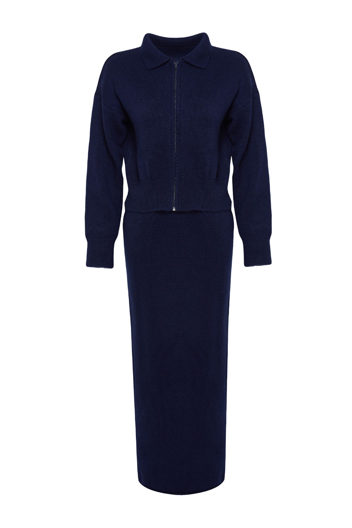 Trendyol Collection-Navy Blue Soft Textured Zippered Knitwear Suit - Twoaw25Au00036 6