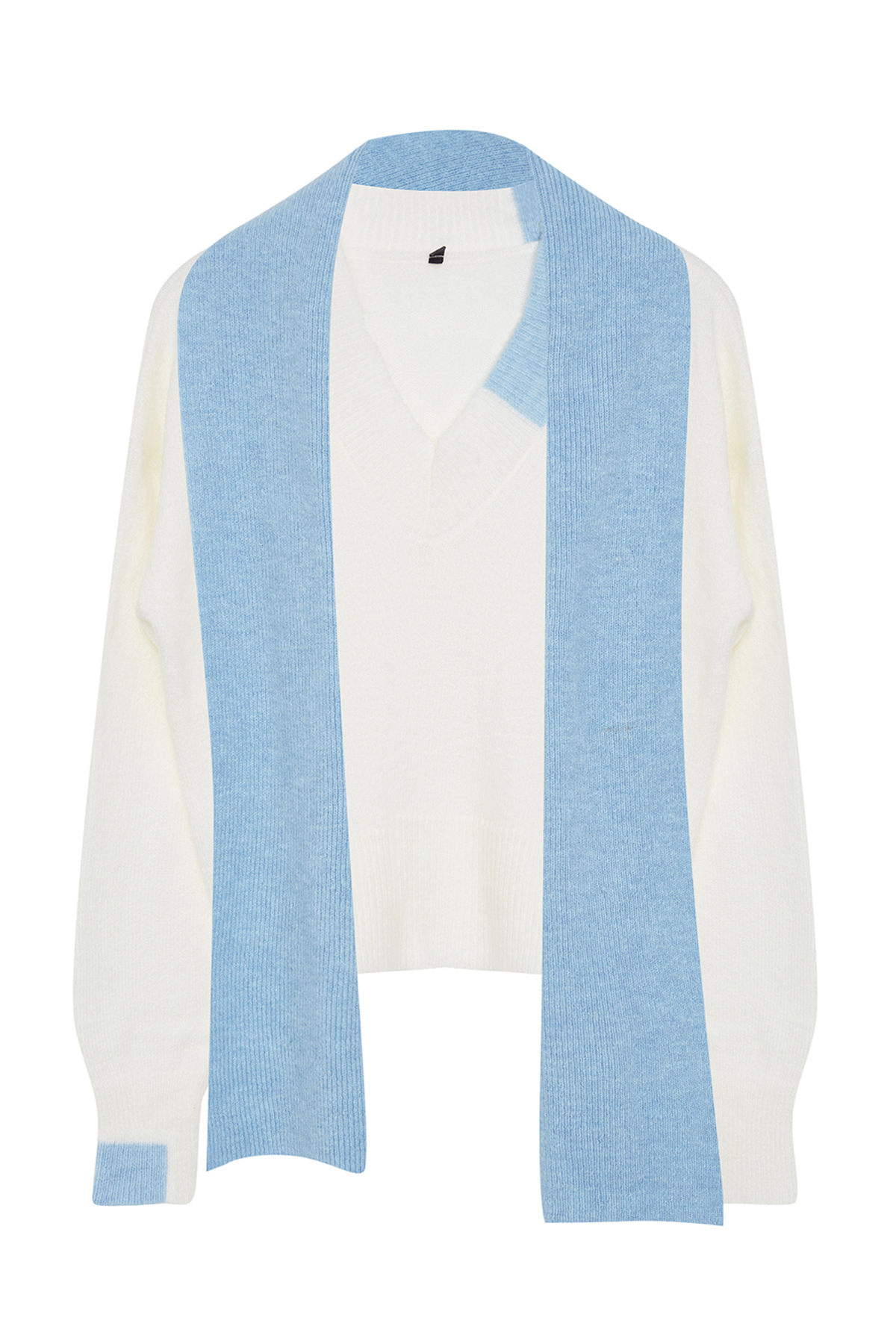 Trendyolmilla  Ekru Yumuşak Dokulu Atkılı Triko Kazak TWOAW25KZ00205 - Görsel 6