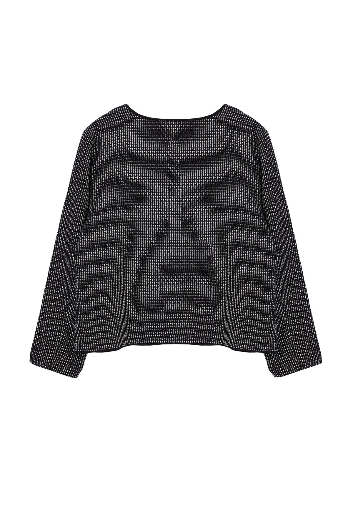 Trendyol Curve-Tweed Buttoned Jacket - Black-White Plaid, Lined TBBAW25AG00000 7
