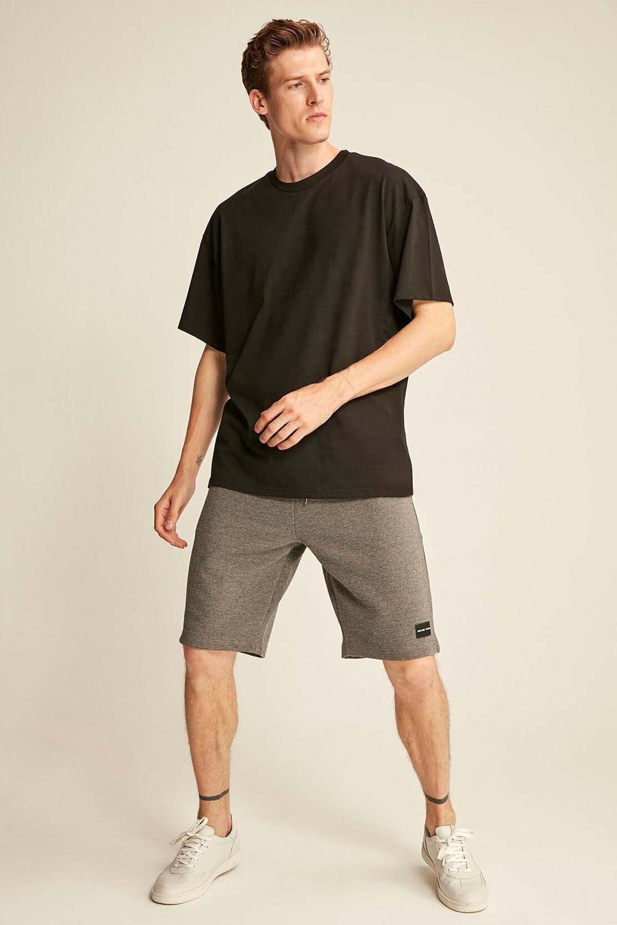 Jett Erkek Oversize Fit %100 Pamuk Kalın Dokulu Siyah T-shirt