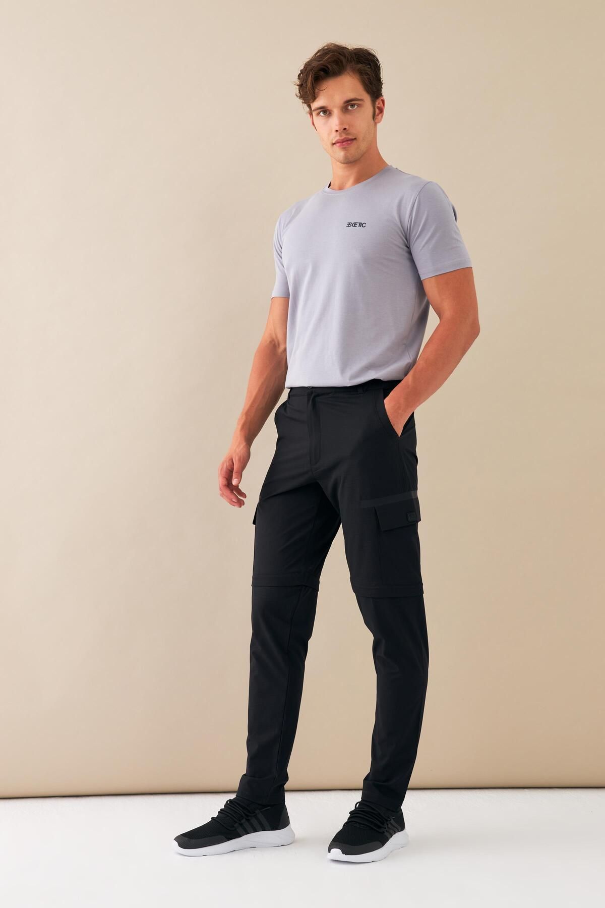 شلوار گرمکن ورزشی مردانه سیاه پوست SLIMFIT قالب تابستانی LYCRA FABRIC SHORTS SERVICE SIX S00 Escetic