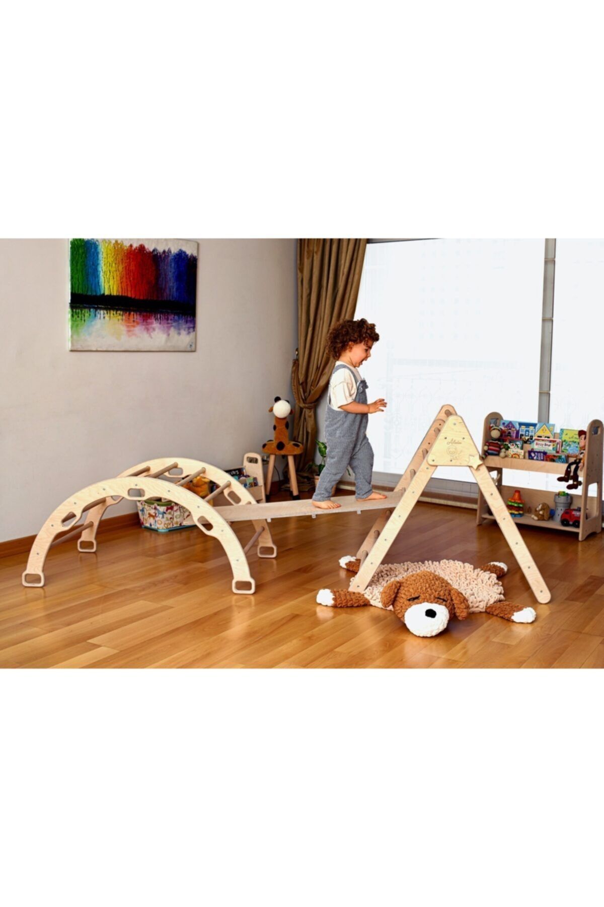 KIDOPPO Pikler Tırmanma Seti Montessori Set (Üçgen-Kemer-Merdiven Rampa) Aktivite Merkezi fotoğrafı 2 (önizleme)